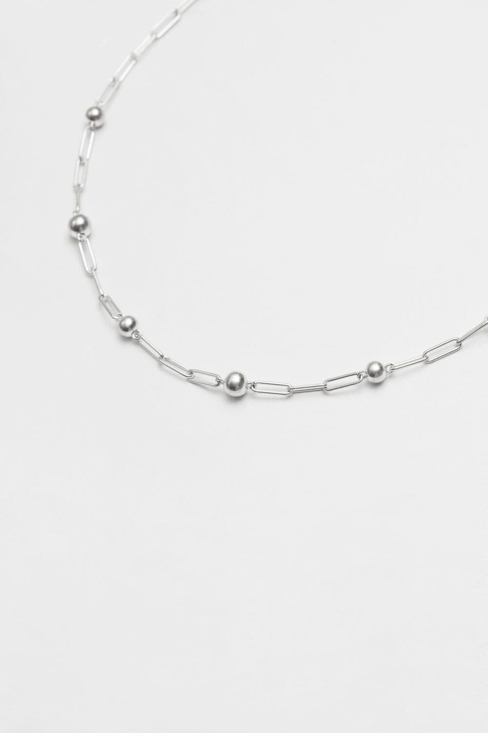 Recycled Sterling 925 Paperlink Polished Ball Necklace