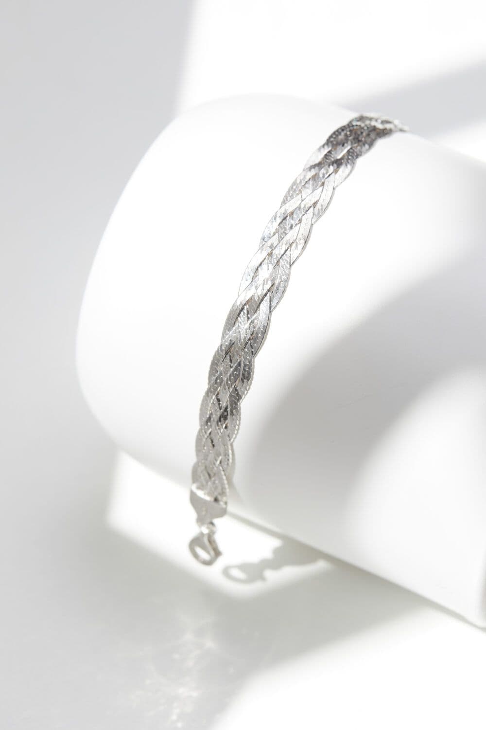 Recycled Sterling 925 Herringbone Braided Bracelet