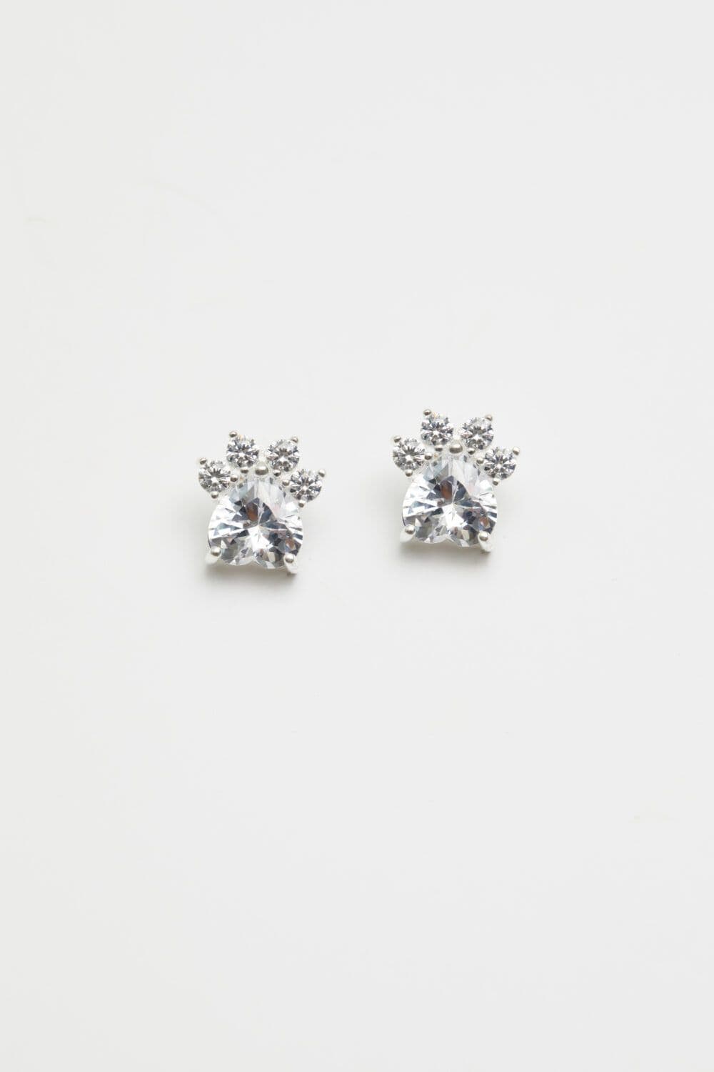 Sterling 925 Paw Print Cubic Zirconia Earrings