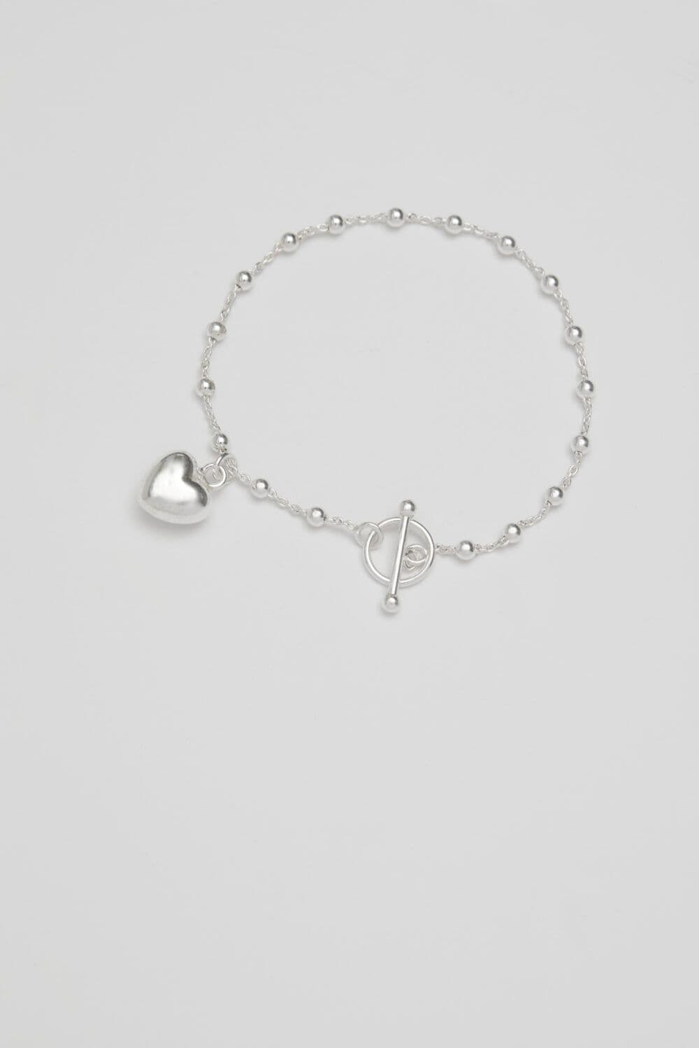 Sterling 925 T Bar Puff Heart Bracelet