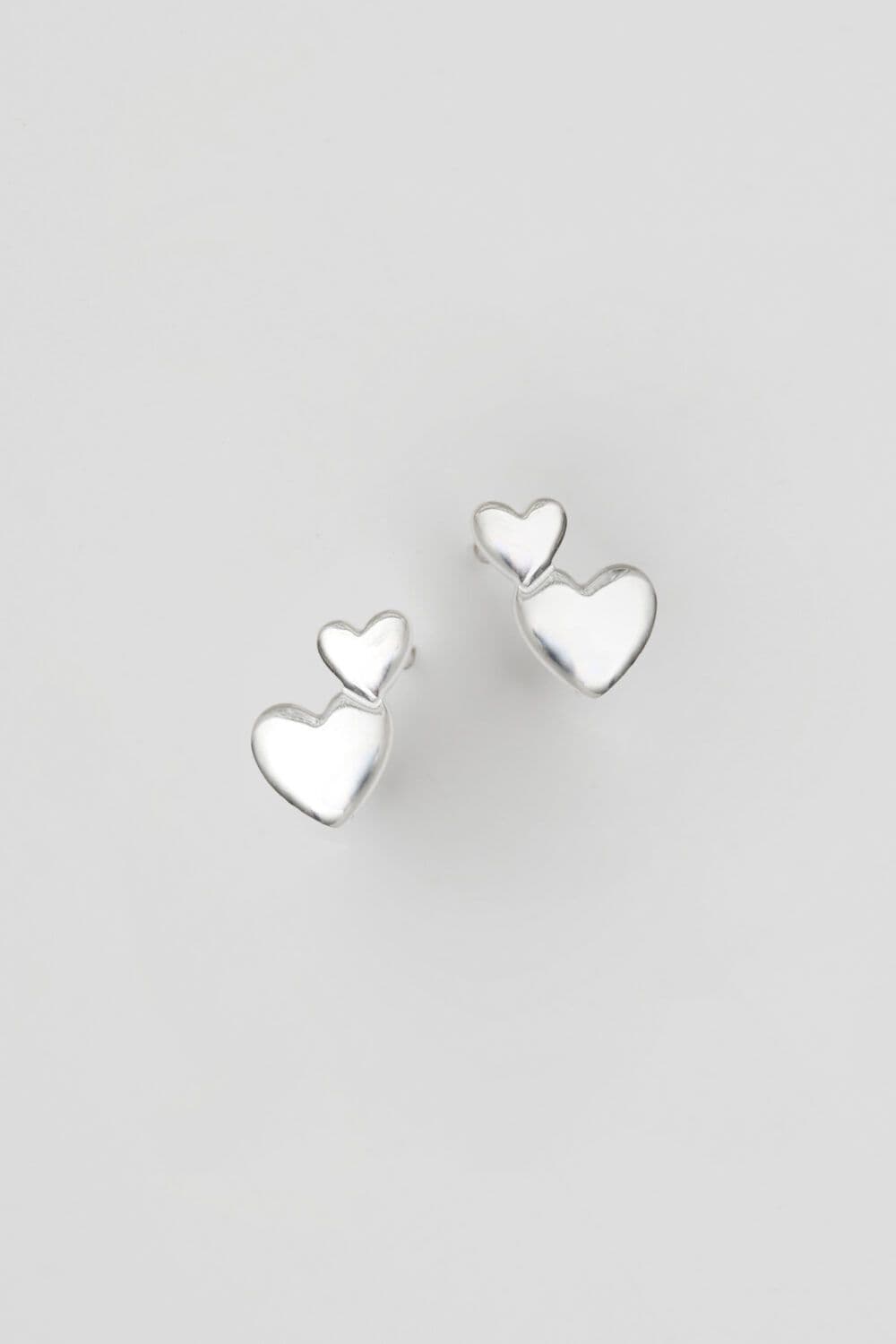 Sterling 925 Mini Double Heart Stud Earrings