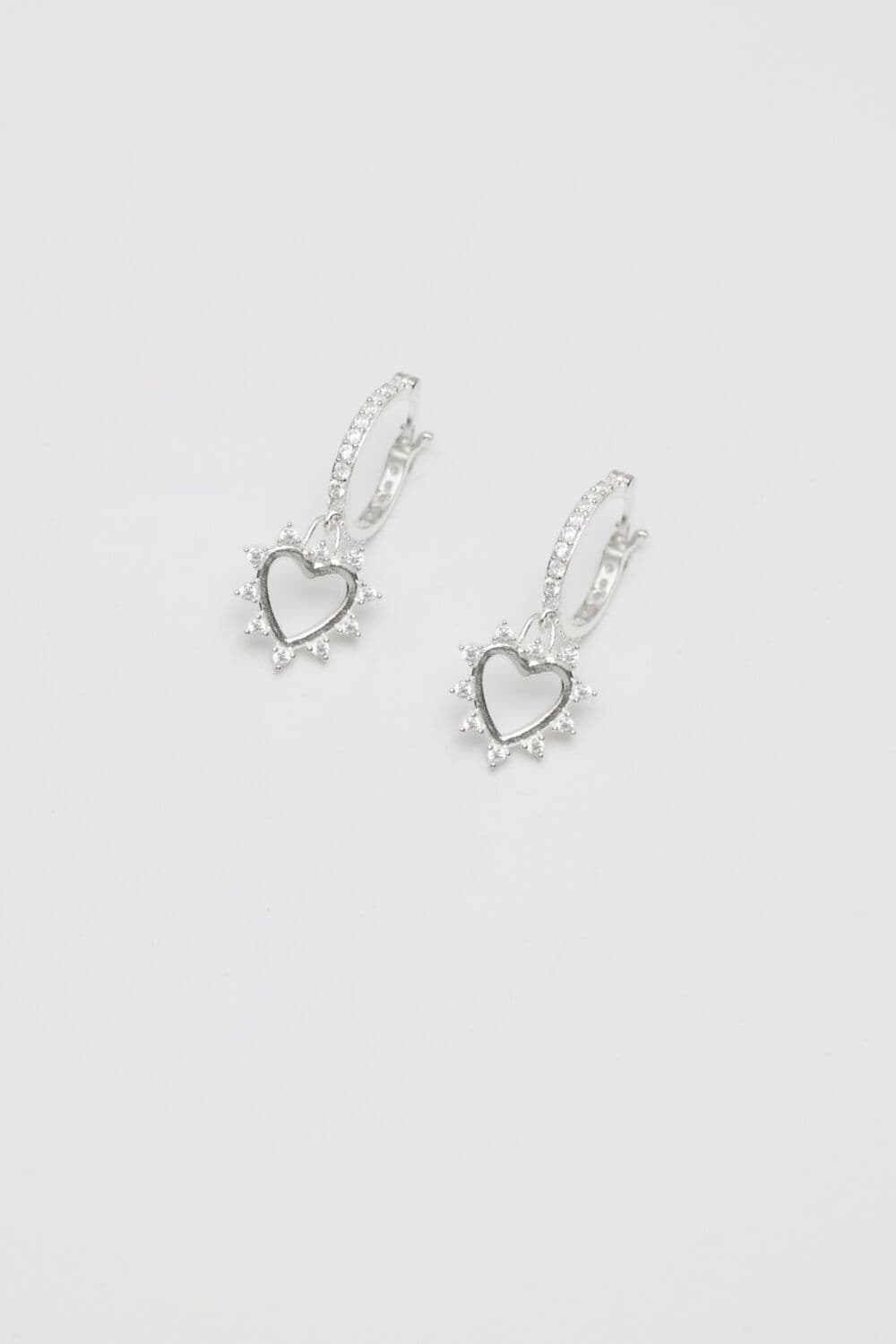 Sterling 925 Cubic Zirconia Open Heart Earrings