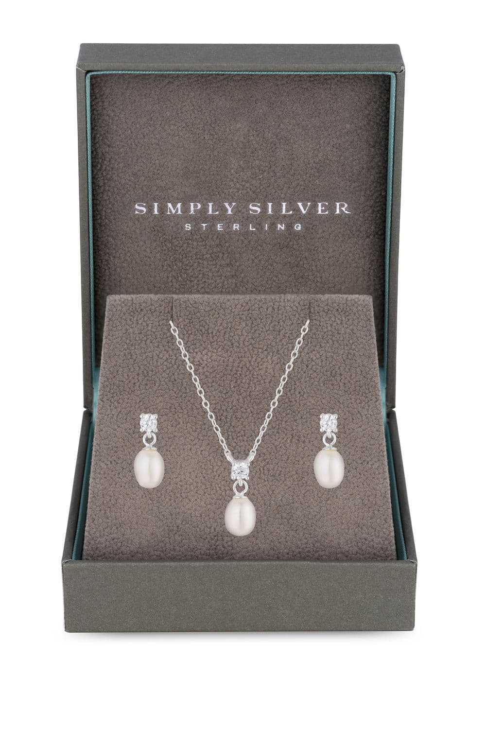 Sterling 925 Freshwater Pearl Cubic Zirconia Set Gift Boxed