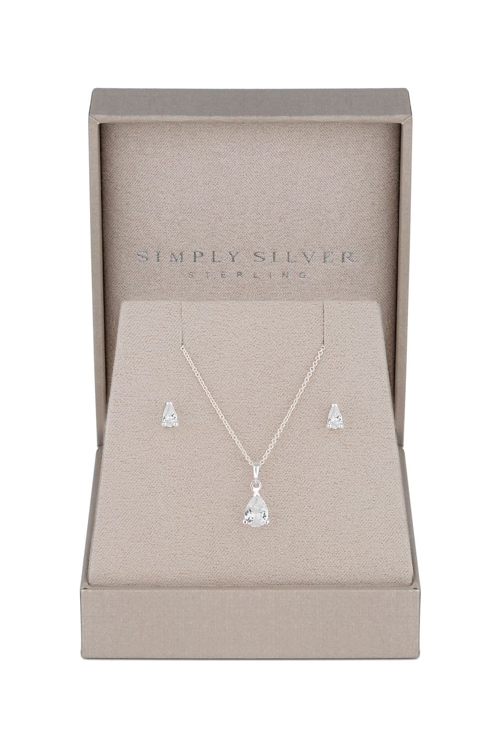 Sterling 925 Cubic Zirconia Pear Stone Set Gift Boxed