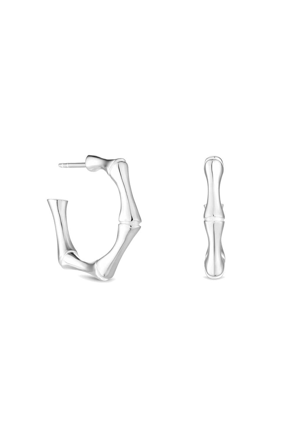 Sterling 925 Bamboo Hoop Earrings