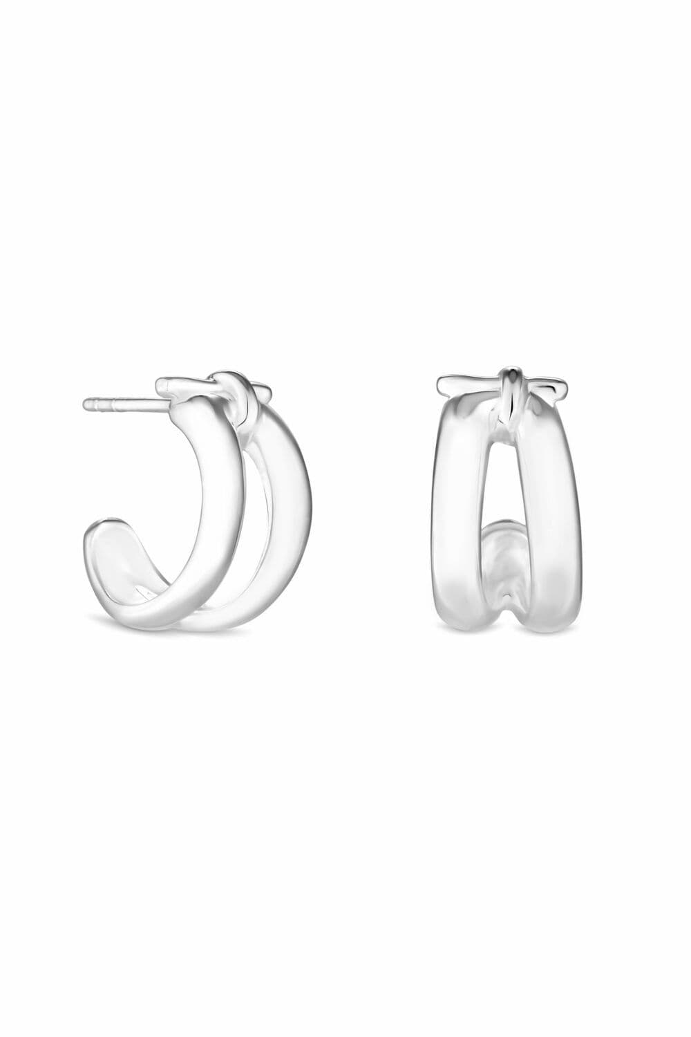 Sterling 925 Double Row Small Hoop Earrings