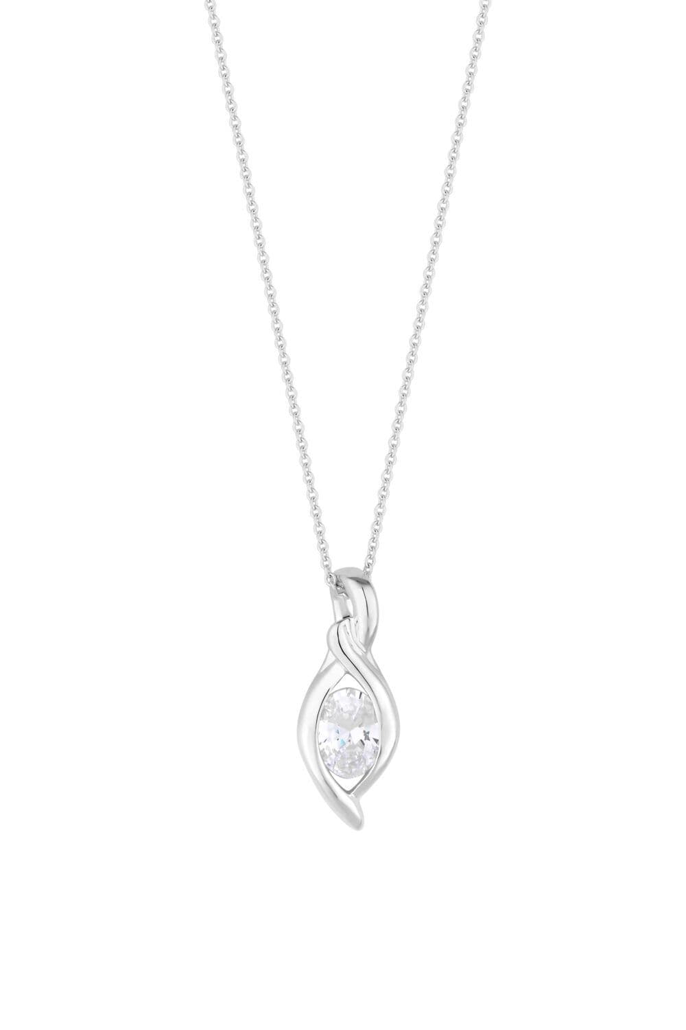 Sterling 925 Cubic Zirconia Navette Pendant Necklace