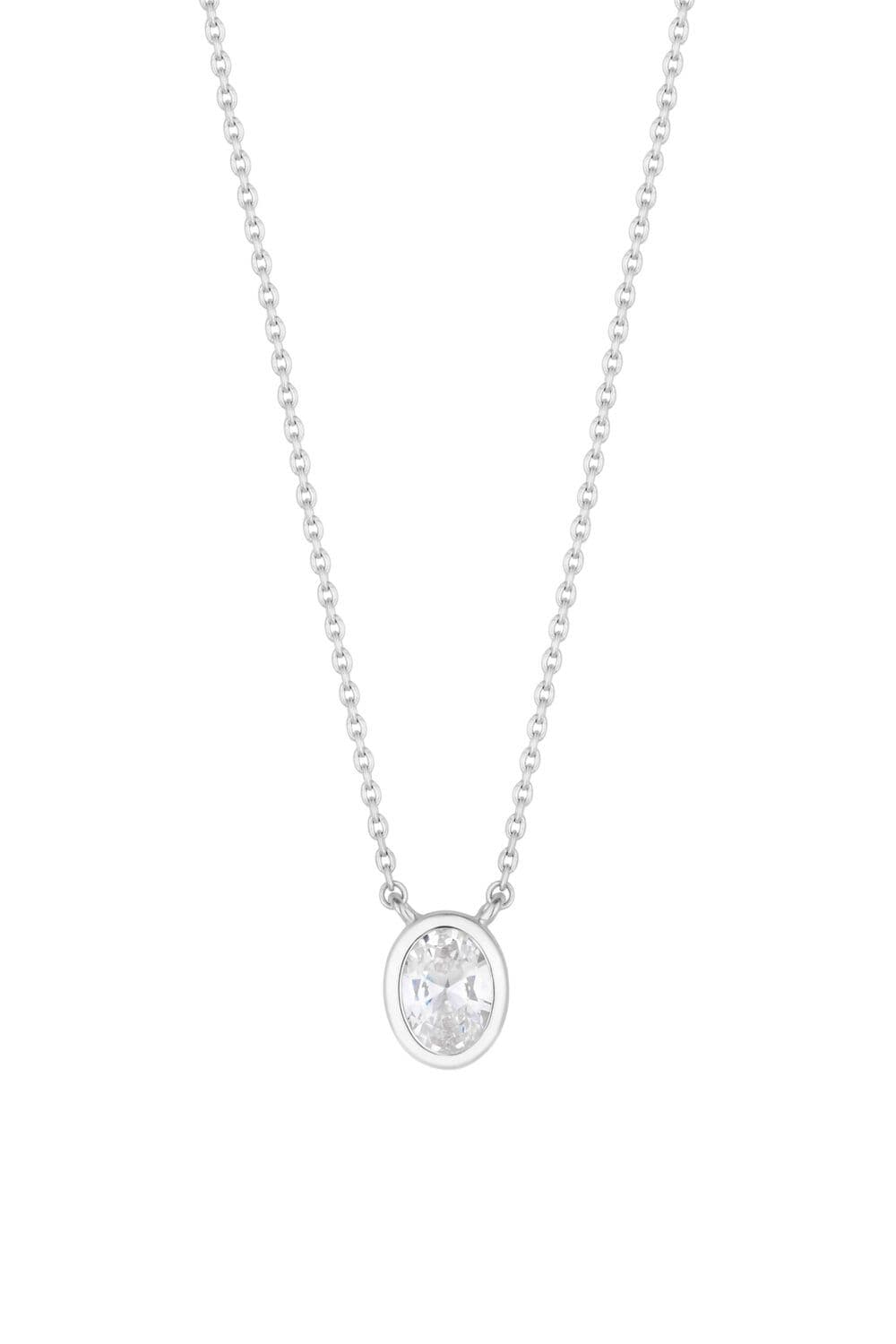 Sterling 925 Cubic Zirconia Oval Pendant Necklace