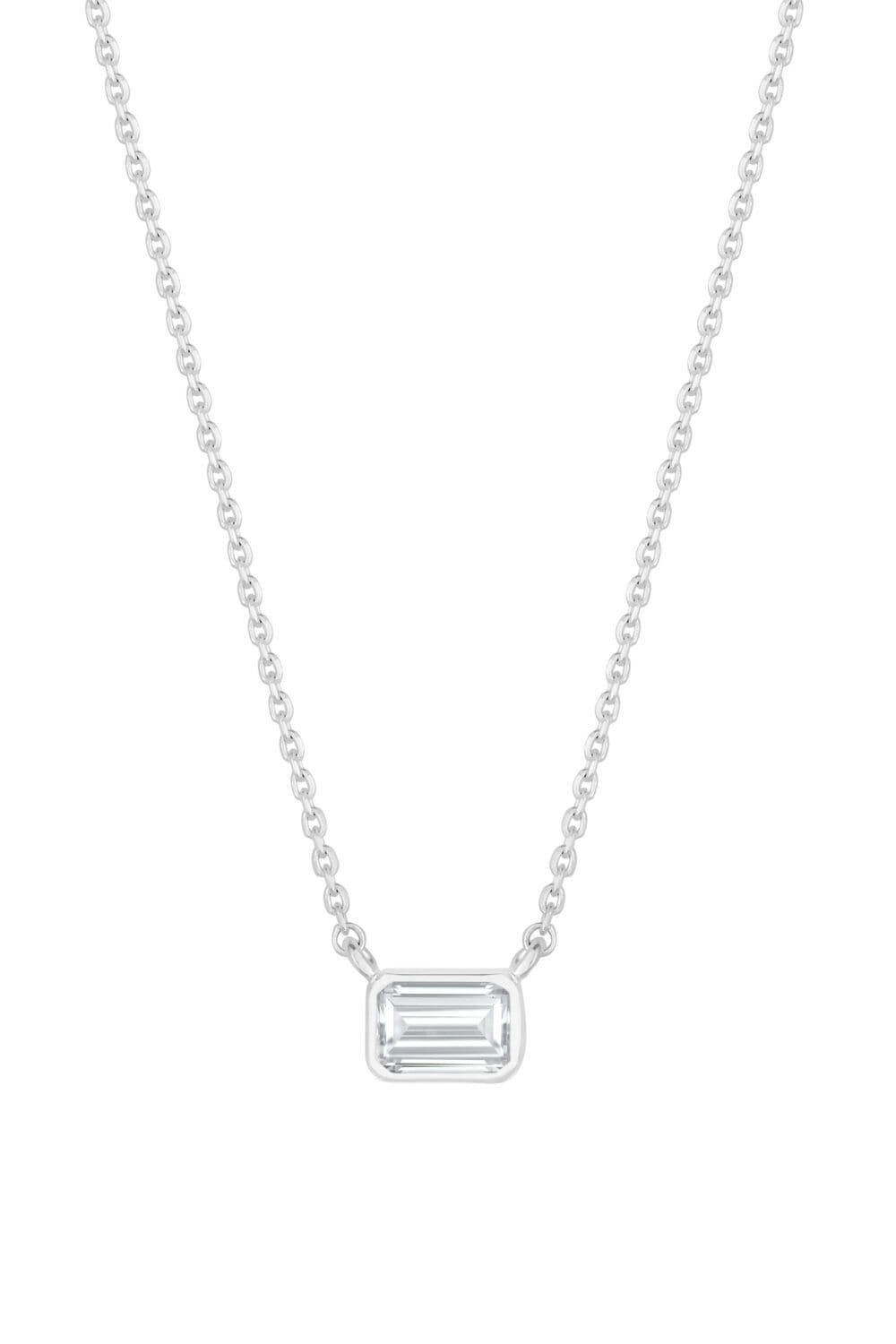 Sterling 925 Cubic Zirconia Emerald Cushion Pendant Necklace