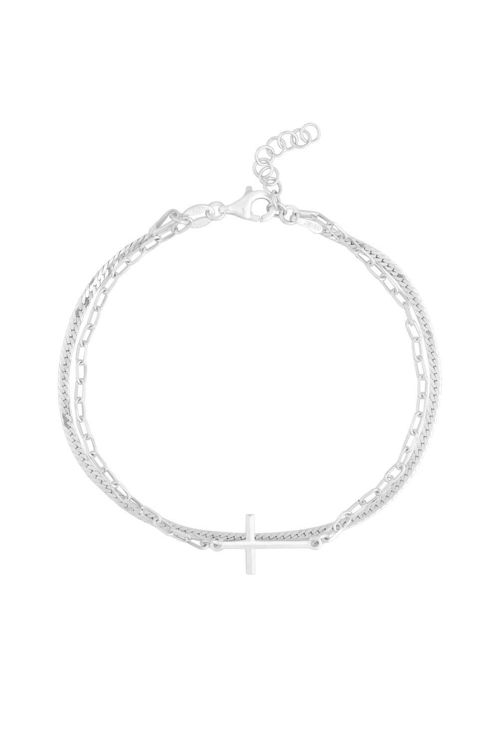 Recycled Sterling 925 Double Row Cross Bracelet
