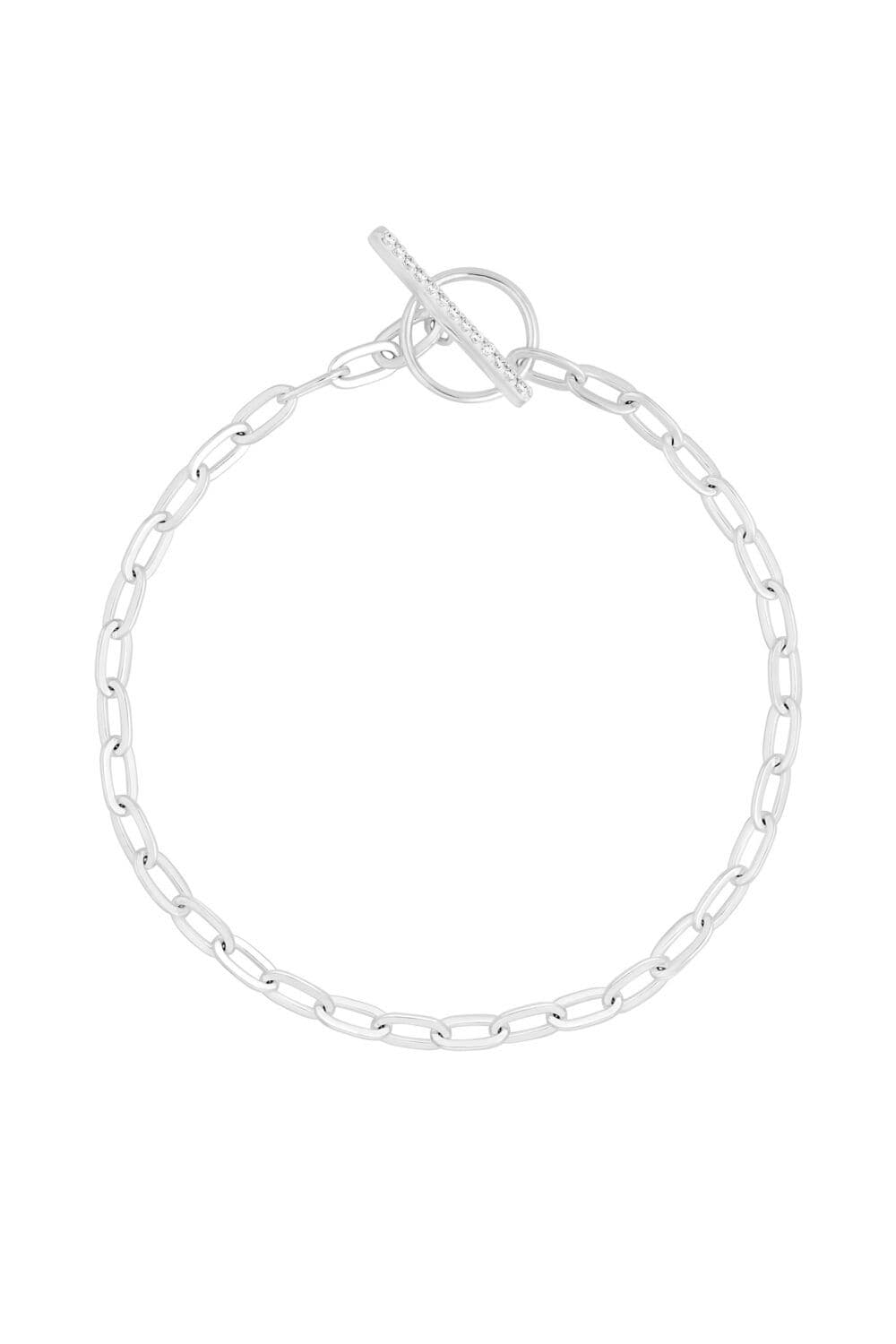 Sterling 925 Polished Pave T Bar Bracelet