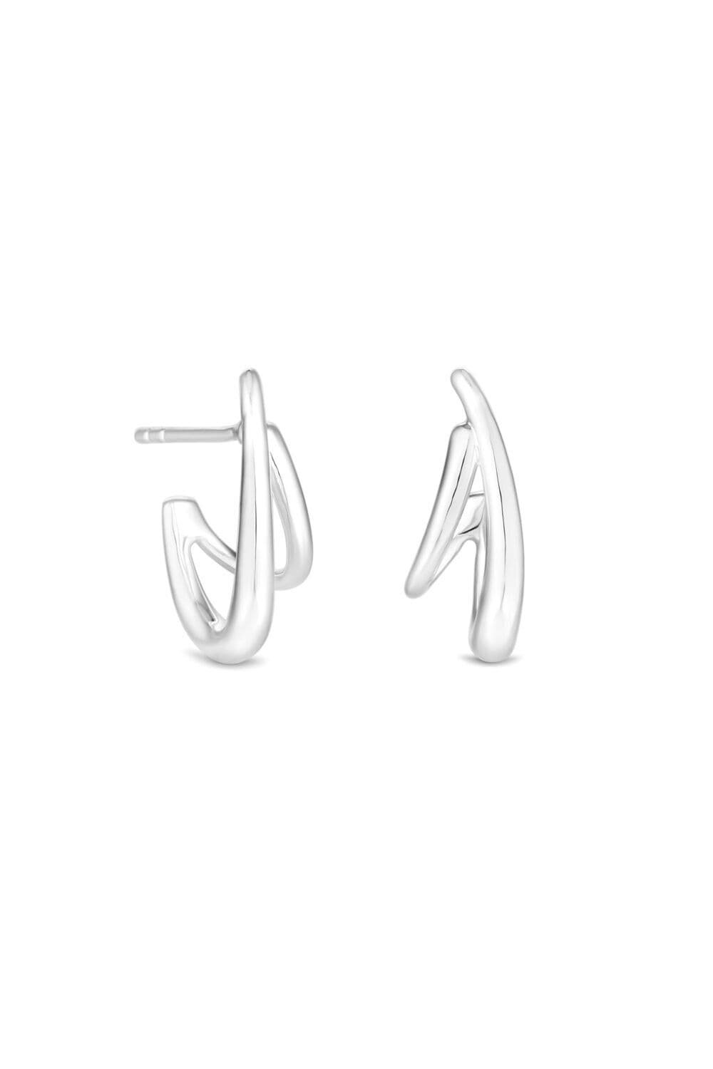 Sterling 925 Polished Double Row Hoop Earrings