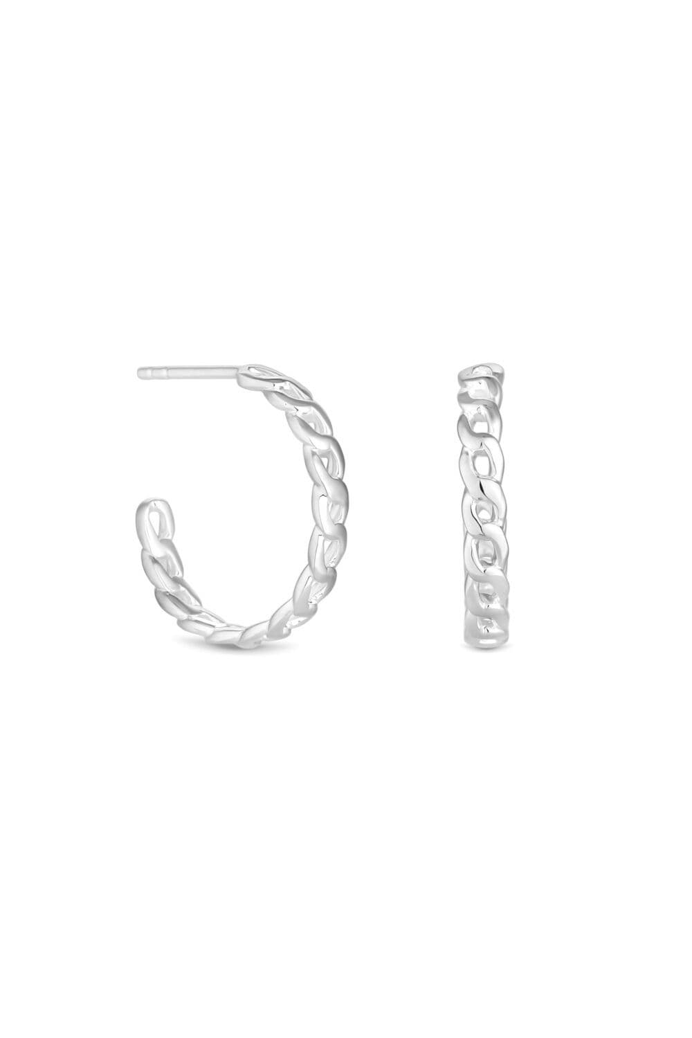 Sterling 925 Chain Link Fine Hoop Earrings