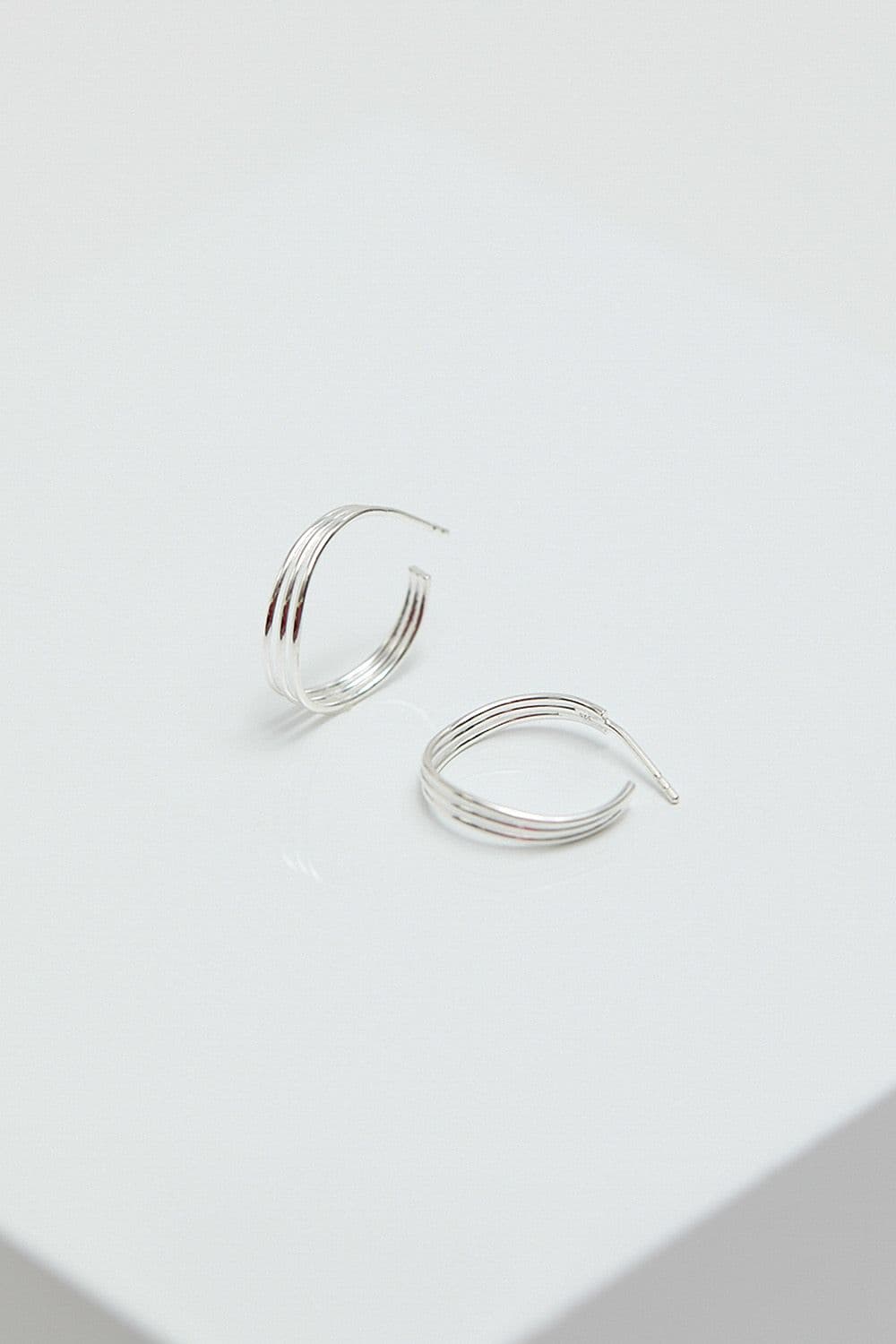 Sterling 925 Fine Triple Row Hoop Earrings