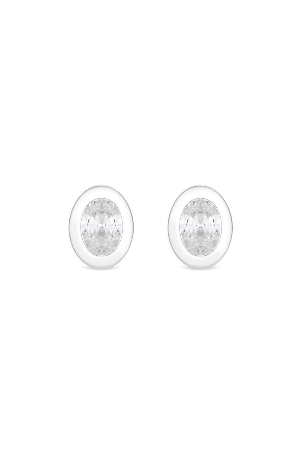 Sterling 925 Cubic Zirconia Oval Earrings