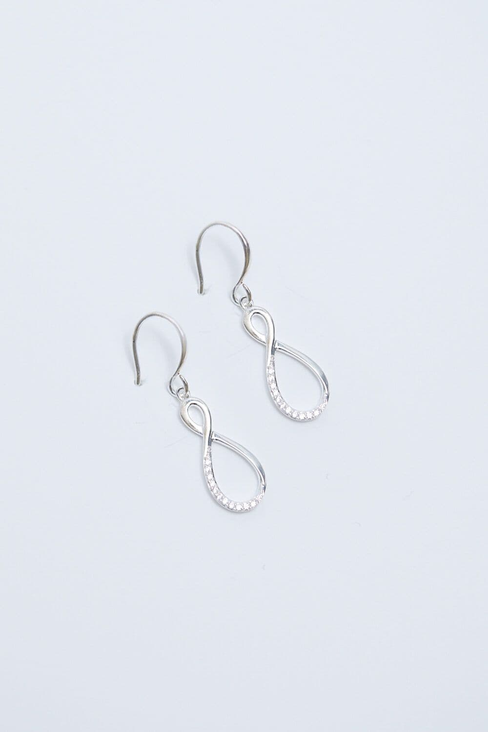 Sterling 925 Polished Cubic Zirconia Infinity Drop Earrings