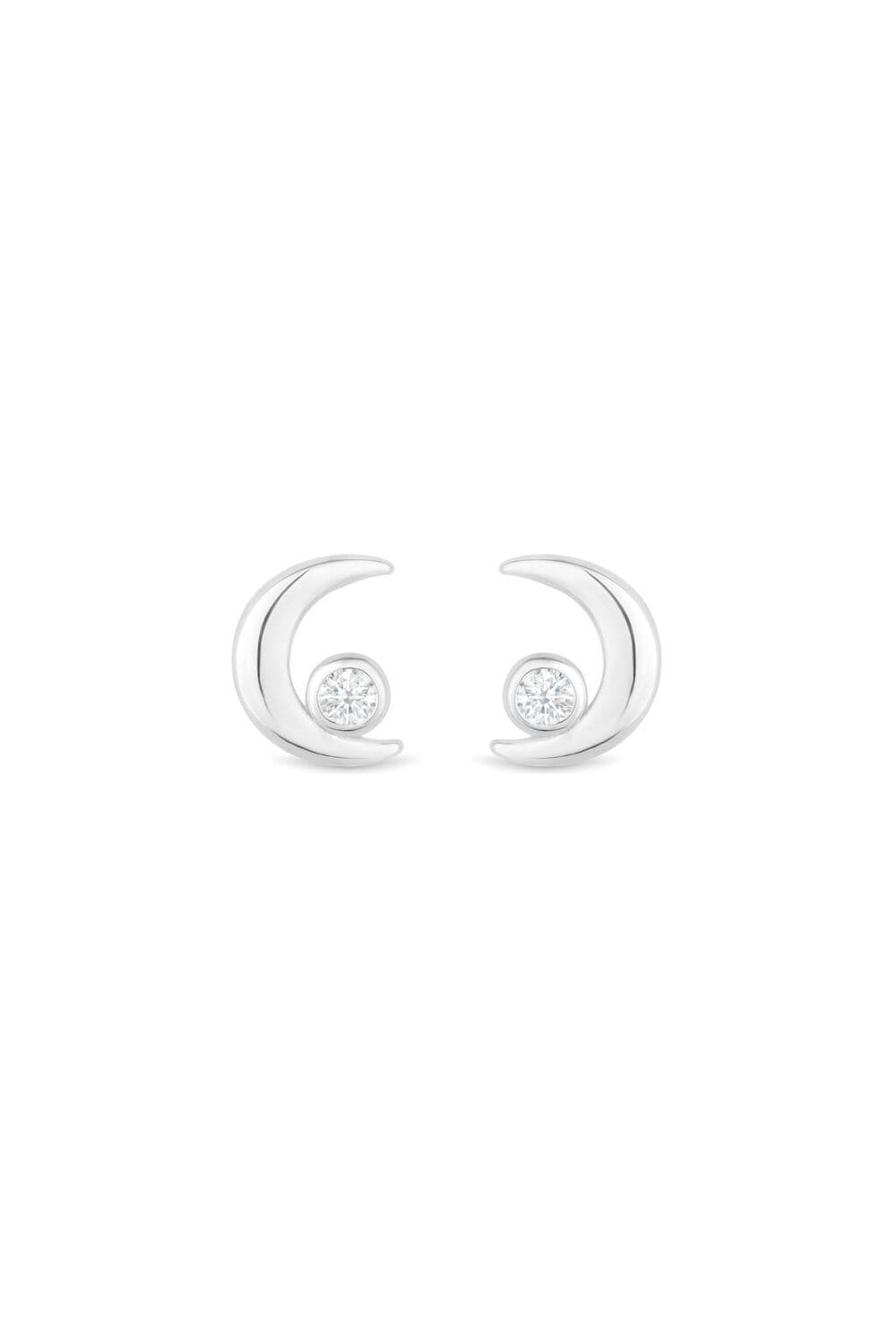 Recycled Sterling 925 Mini Moon Stud Earrings