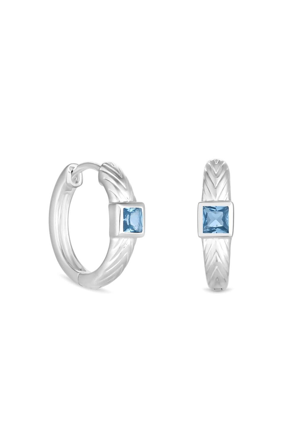 Sterling 925 Spinel Textured Huggie Earrings