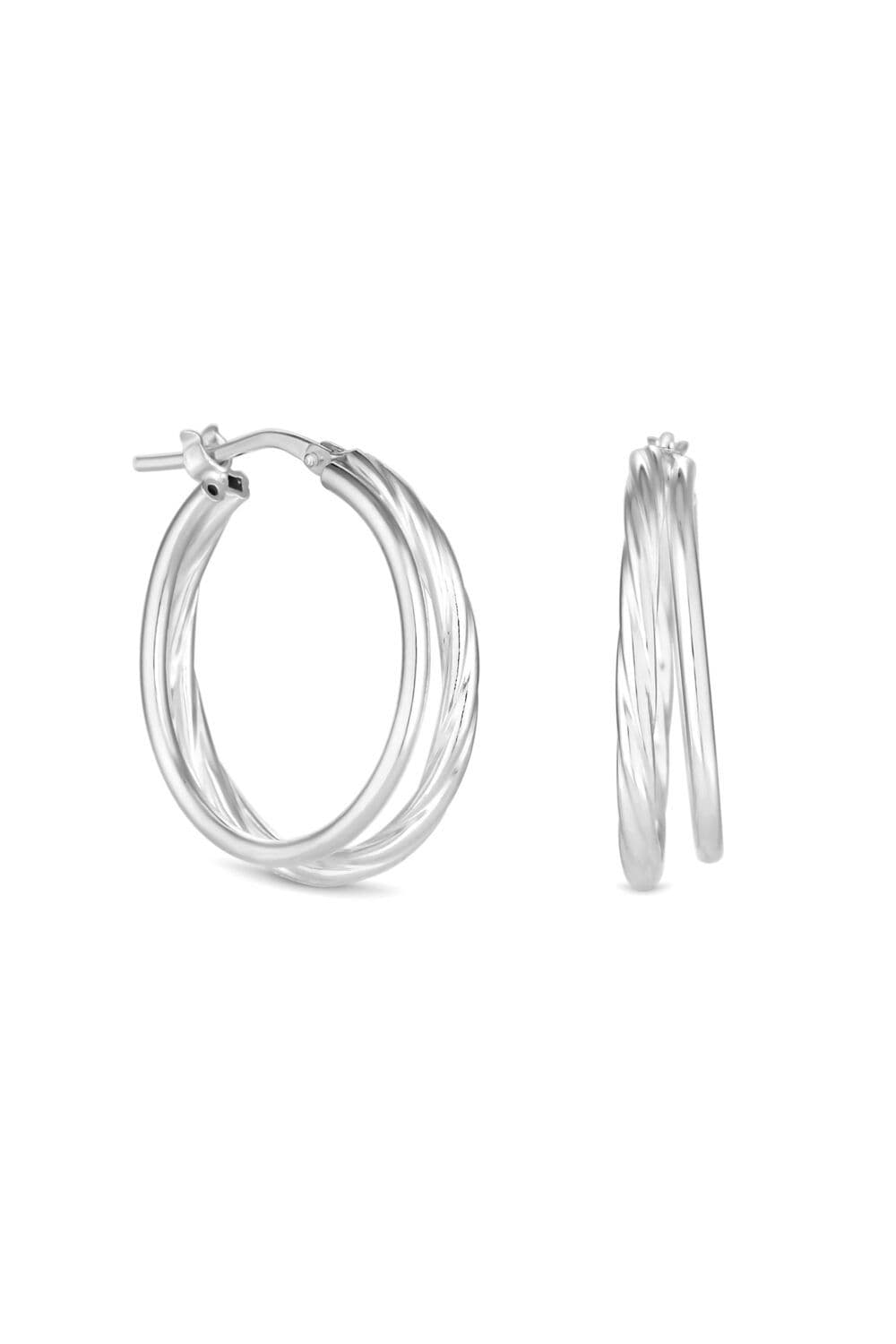 Recycled Sterling 925 Double Row Hoop Earrings