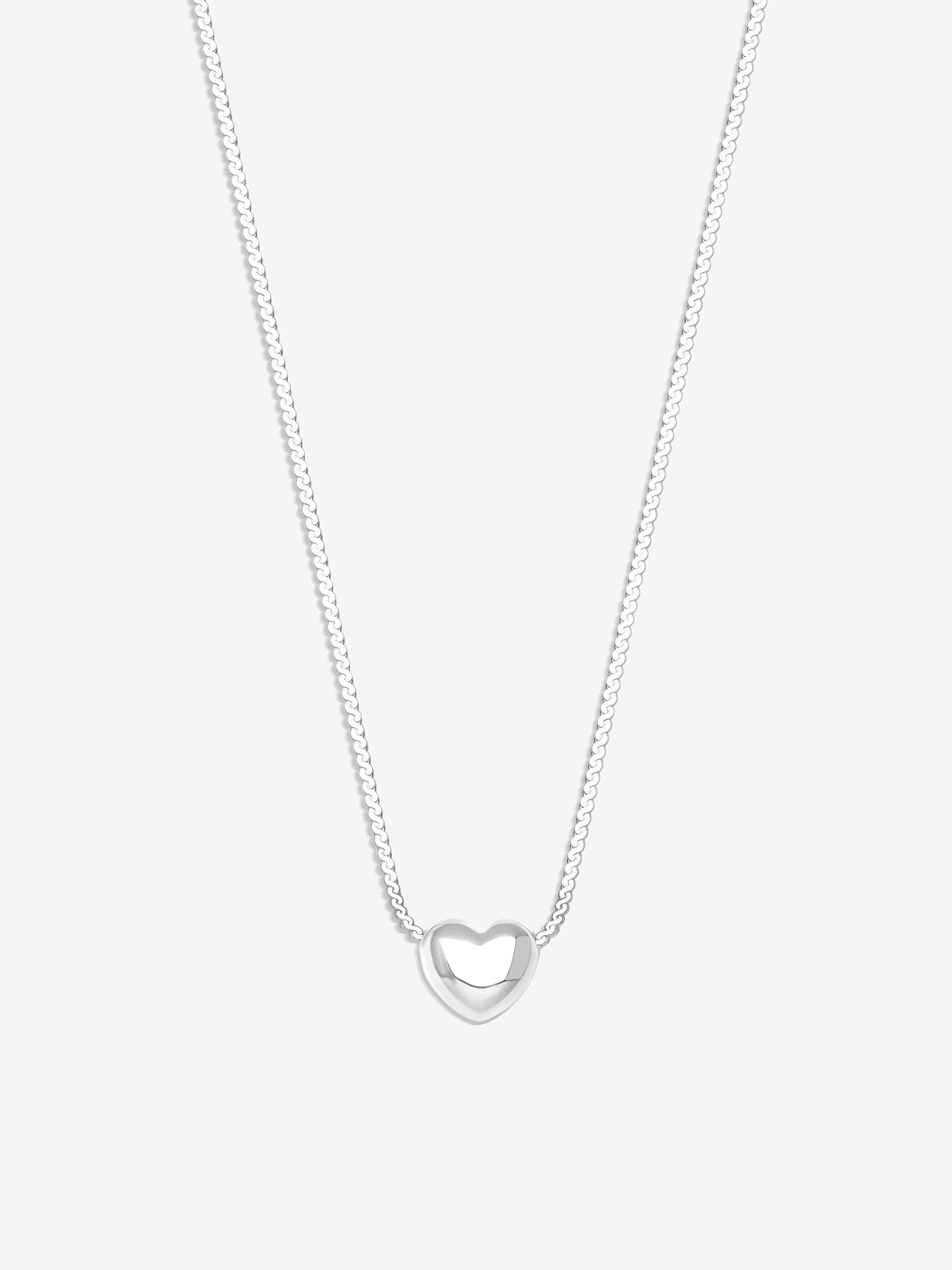 Sterling 925 Puff Heart Threaded Chain Necklace