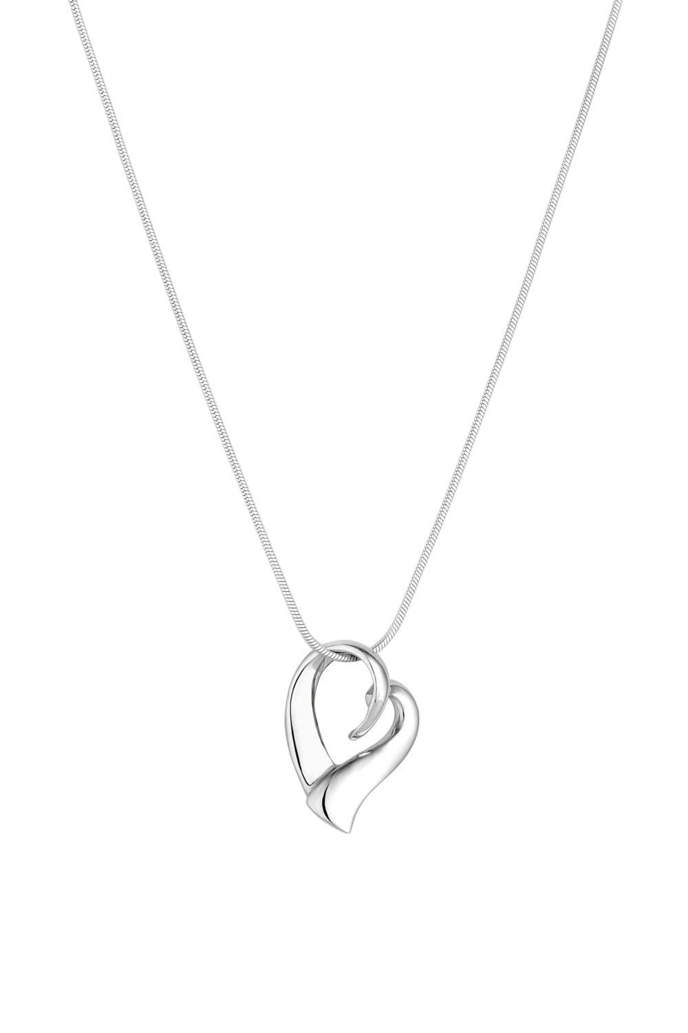 Sterling 925 Polished Open Tapered Heart Pendant Necklace