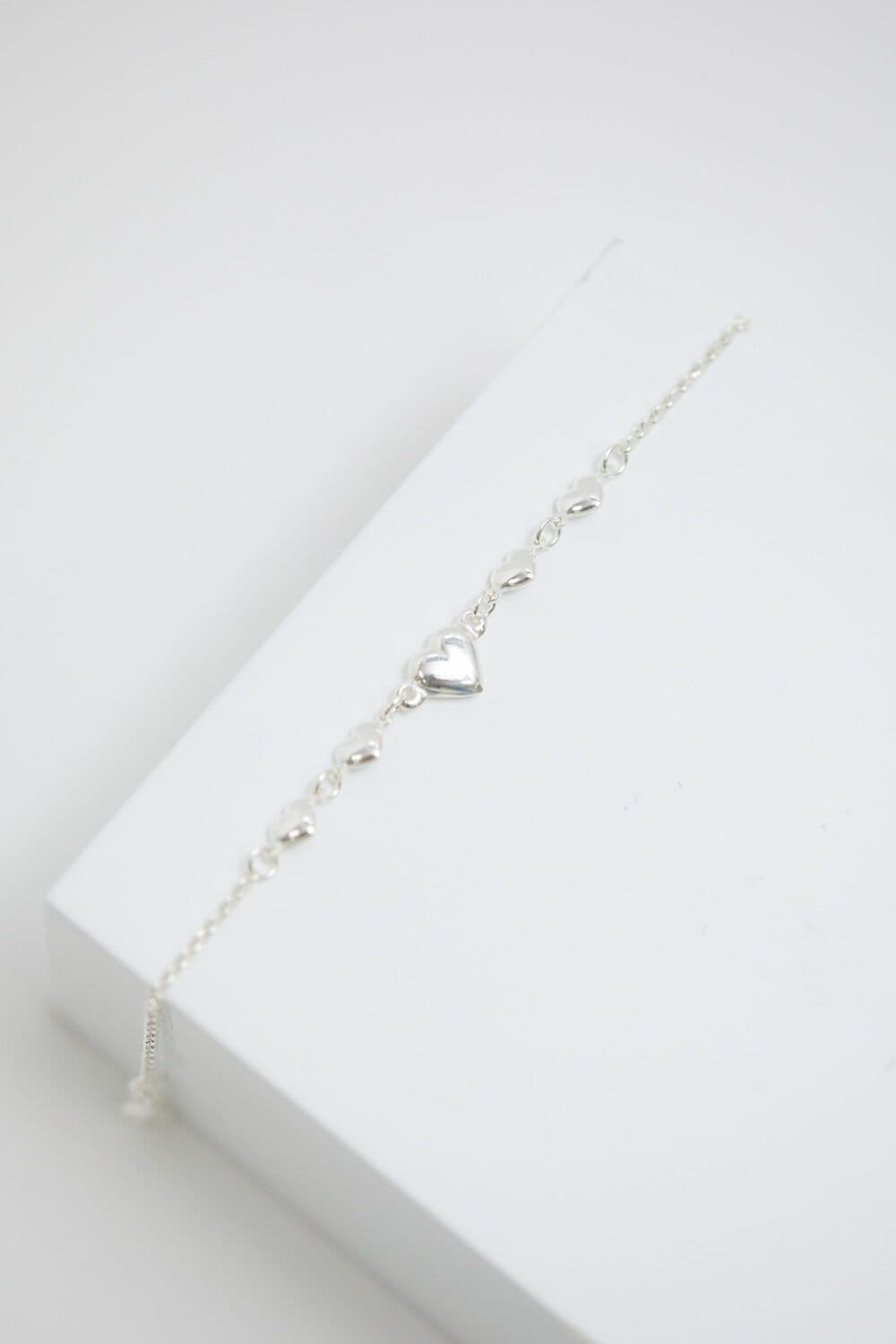 Sterling 925 Polished Puff Heart Bracelet