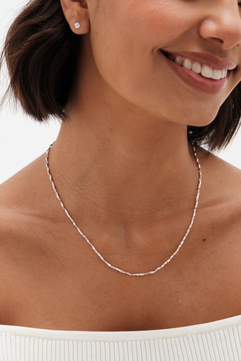 Sterling 925 Polished Twist Chain Necklace