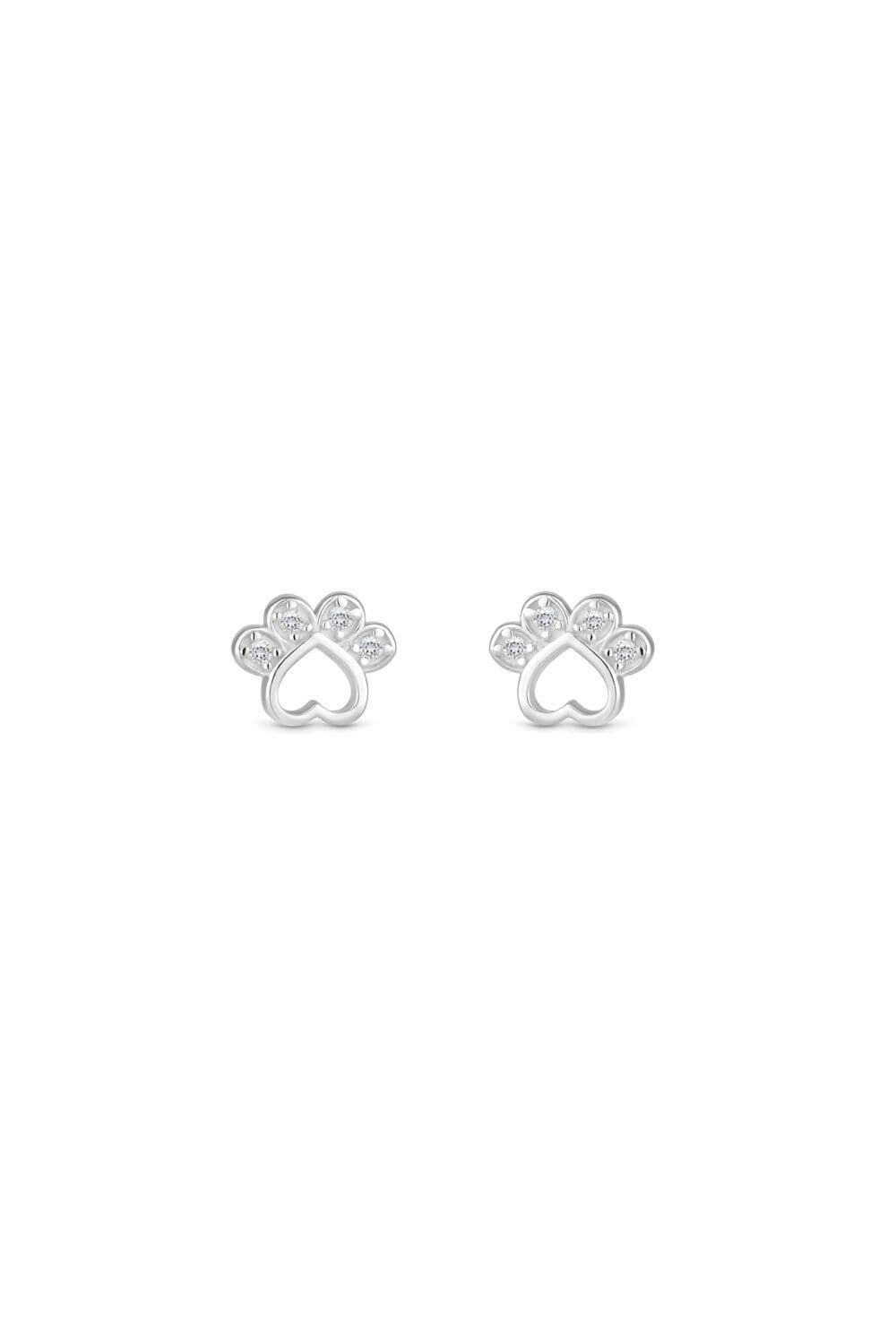 Sterling 925 Polished Cubic Zirconia Open Paw Print Earrings