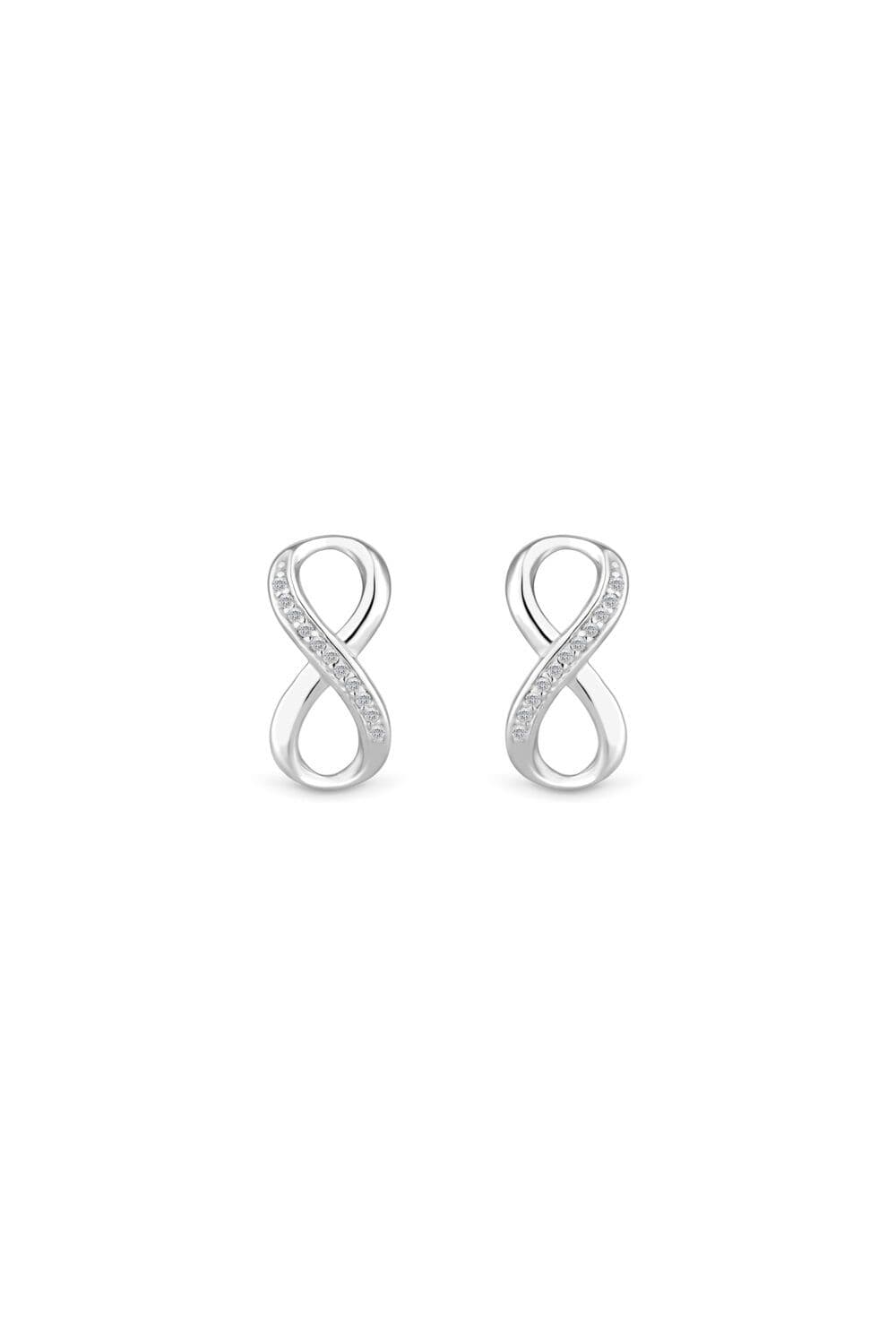Sterling 925 Polished Cubic Zirconia Infinity Stud Earrings