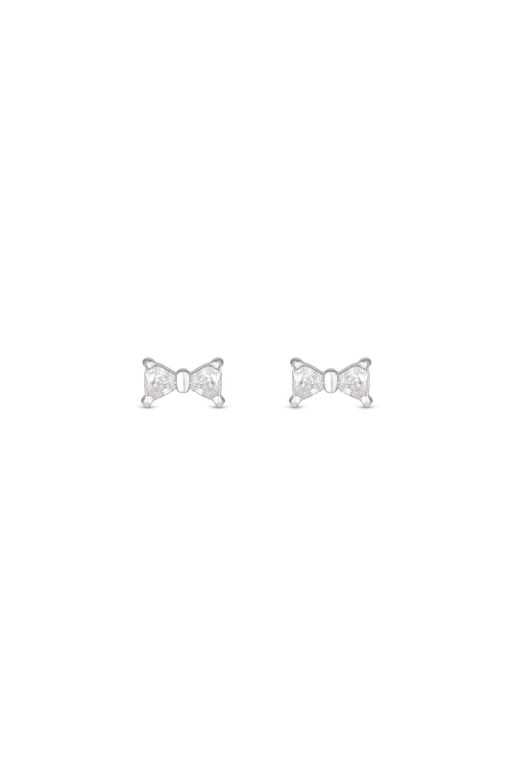 Sterling 925 Cubic Zirconia Bow Stud Earrings