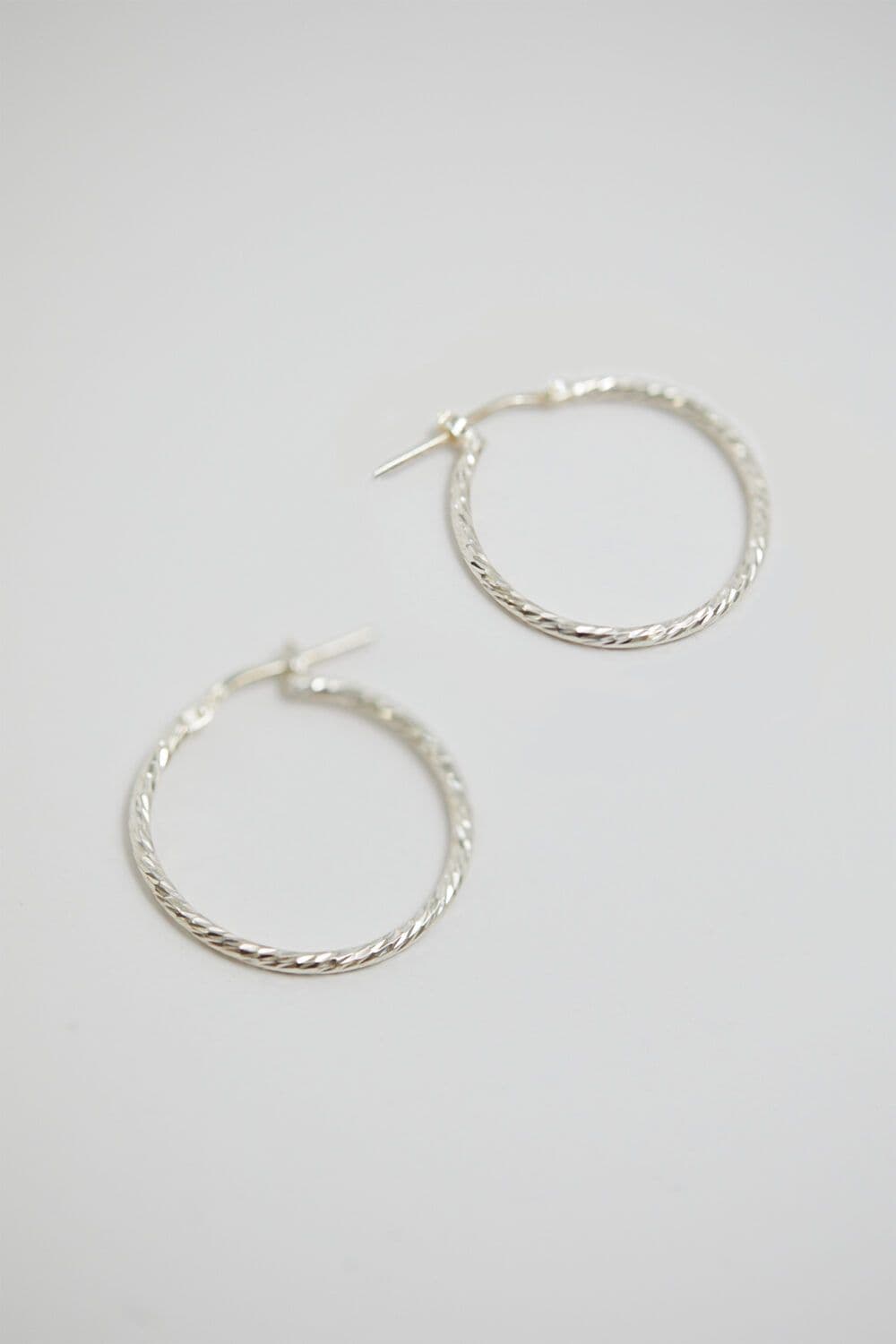 Sterling 925 Fine Twisted Diamond Cut Hoop Earrings