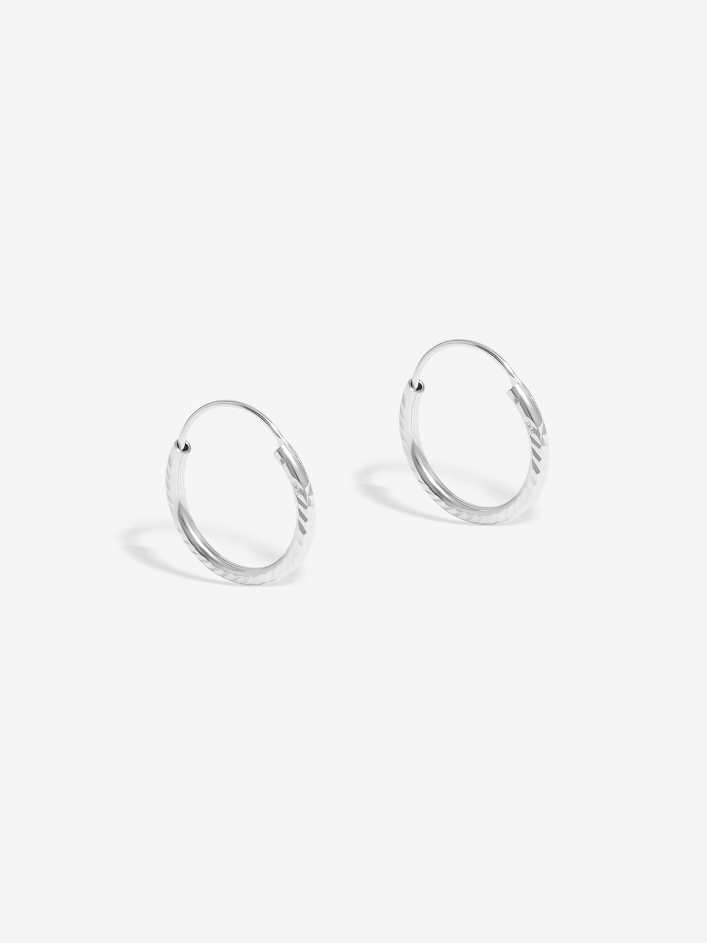 Sterling 925 Polished Textured Hoop Earrings