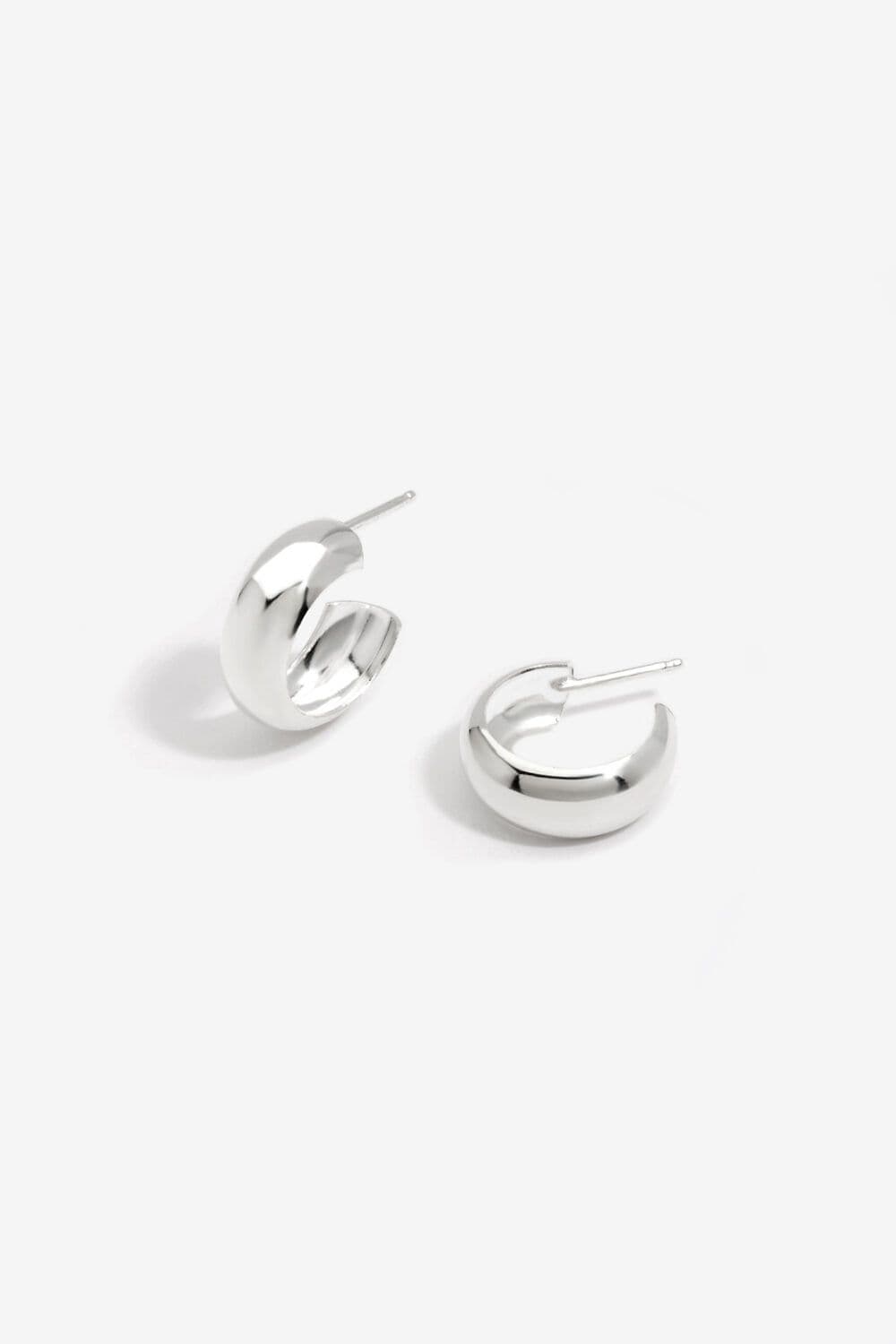 Sterling 925 Wide Polished Hoop Earrings