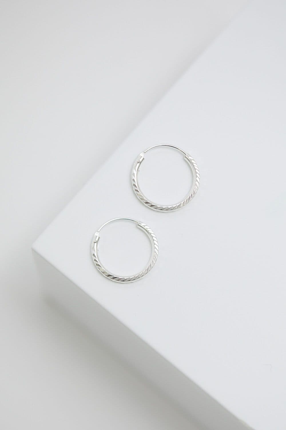 Sterling 925 Textured Mini Sleeper Hoop Earrings
