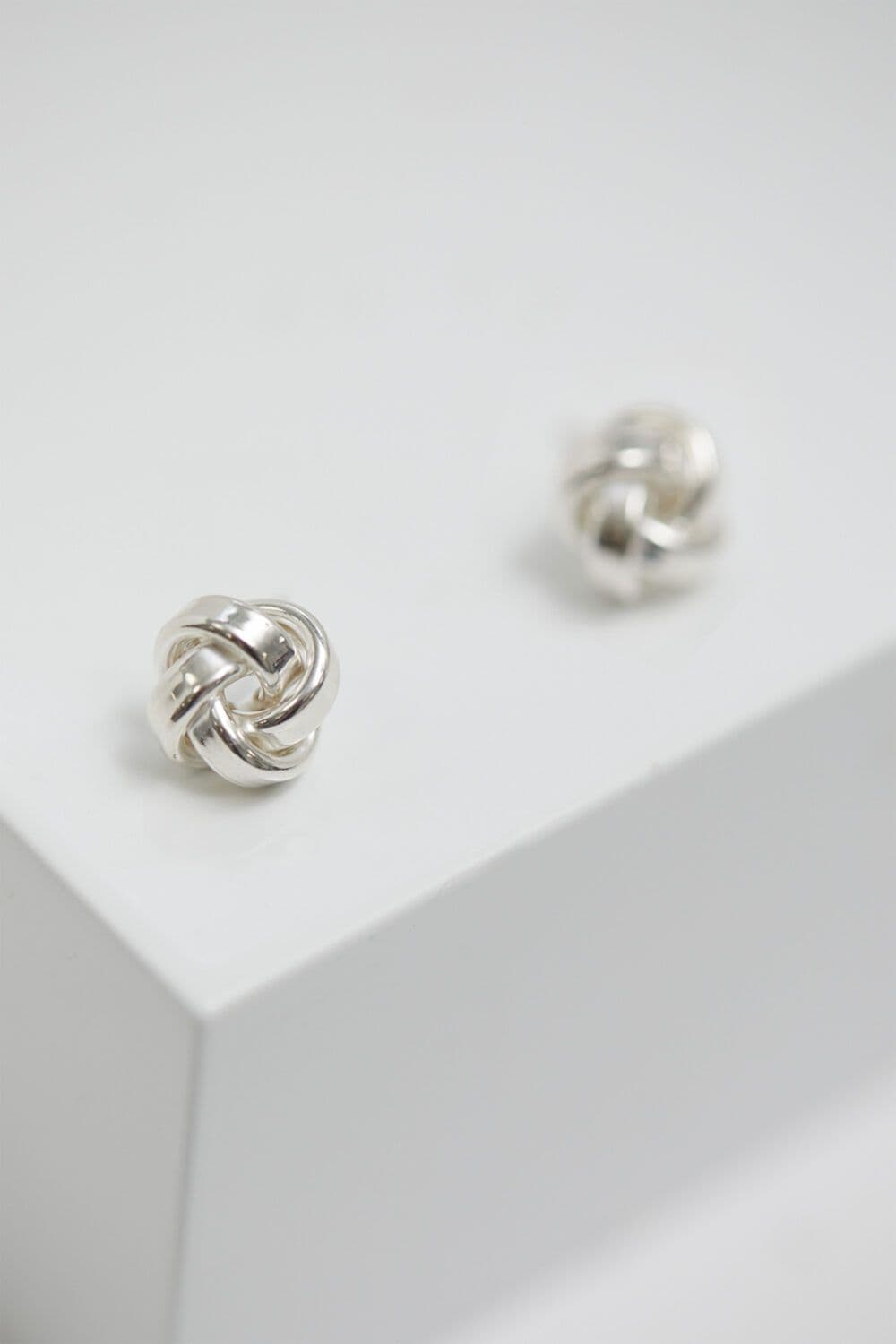 Sterling 925 Polished Double Row Knot Stud Earrings