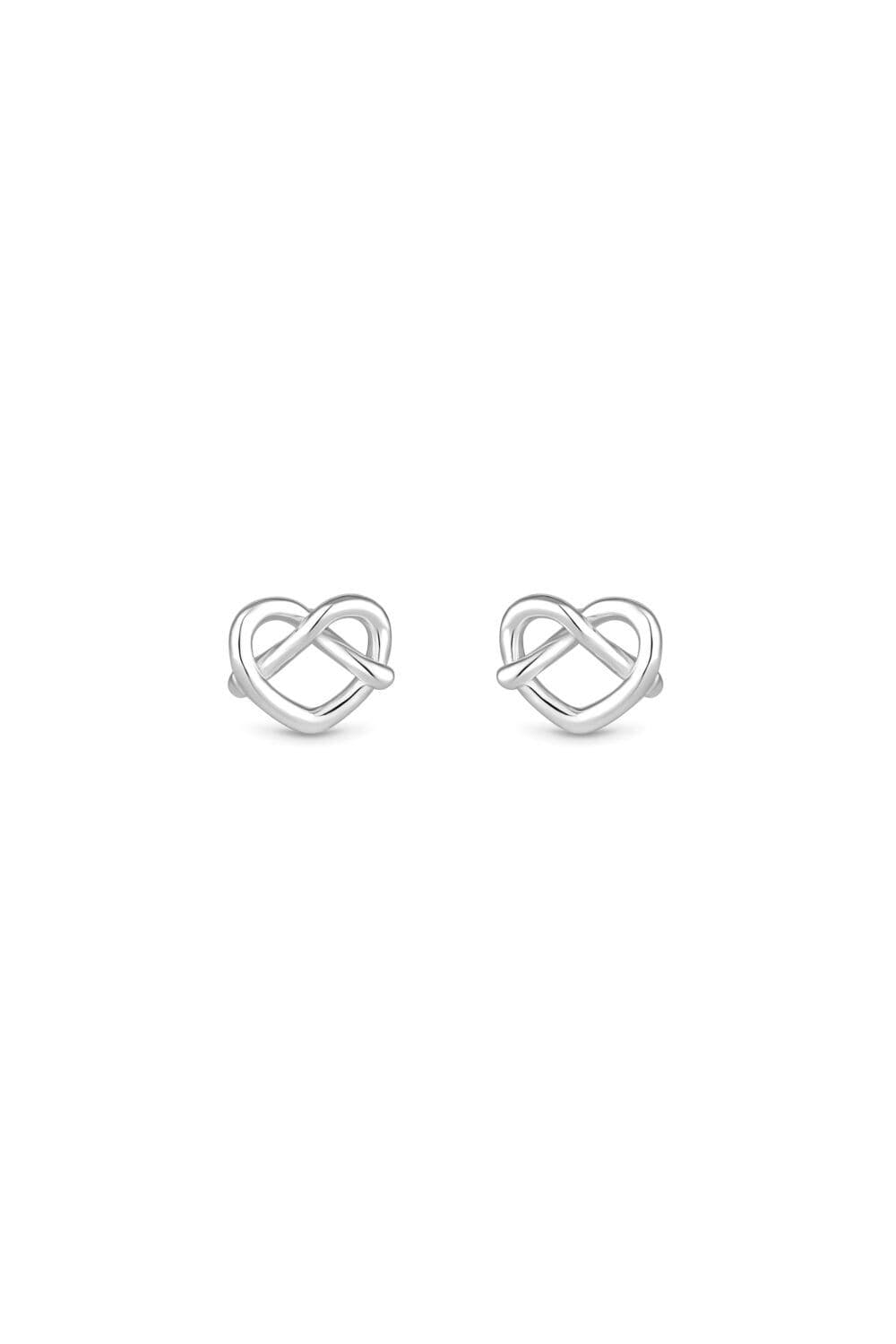 Sterling 925 Open Crossover Heart Stud Earrings