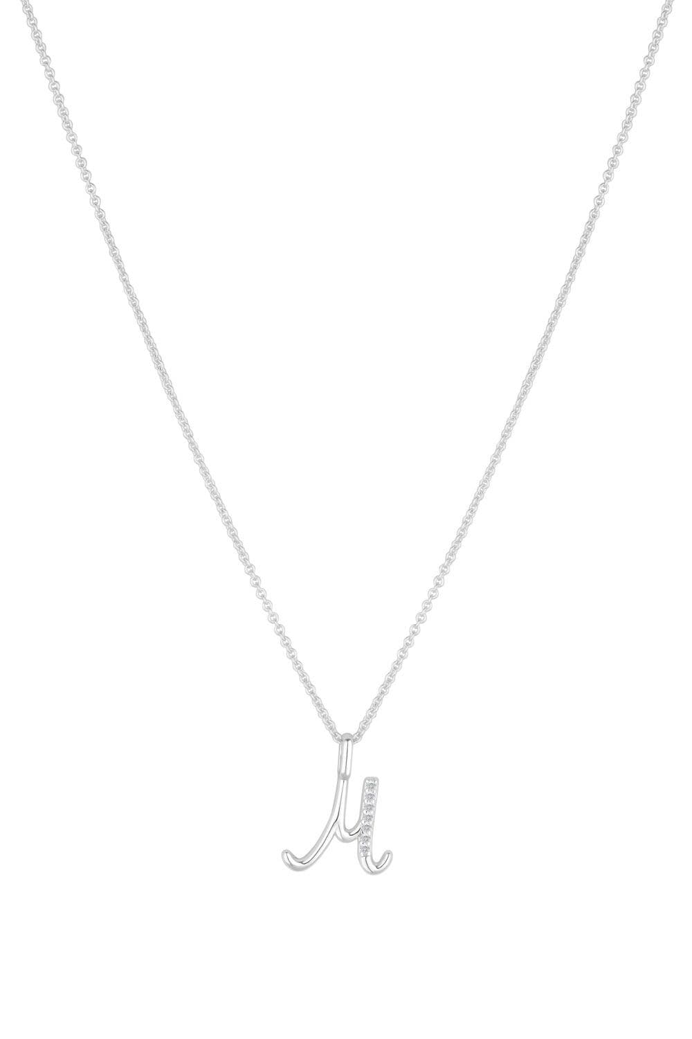 Sterling 925 Polished Cubic Zirconia Initial Pendant M
