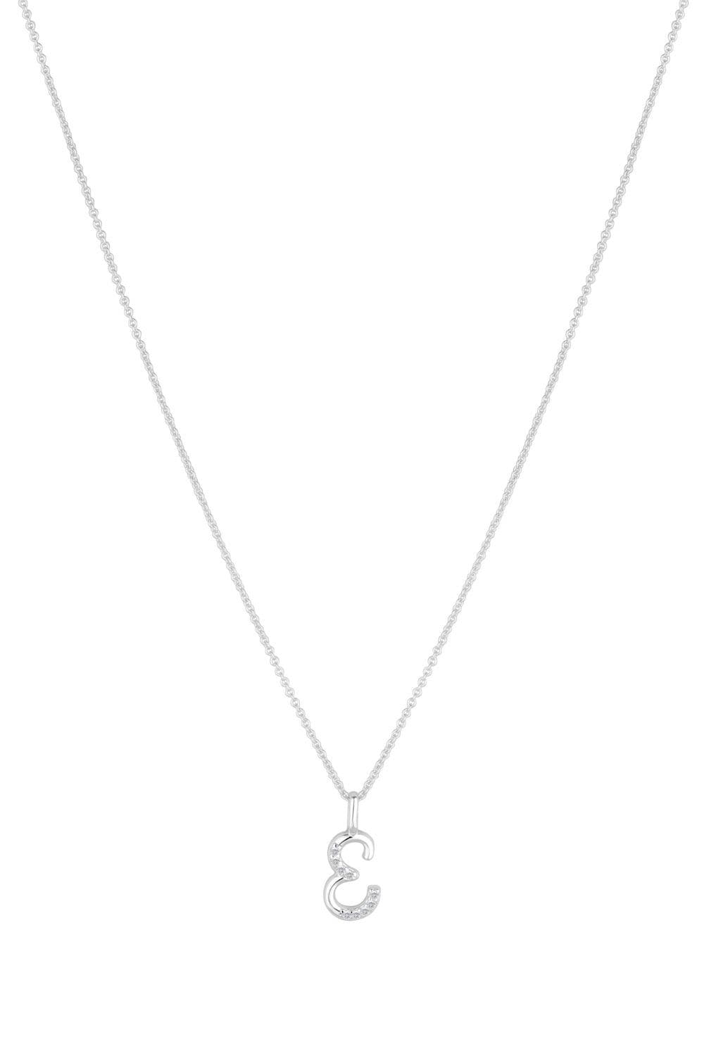 Sterling 925 Polished Cubic Zirconia Initial Pendant E