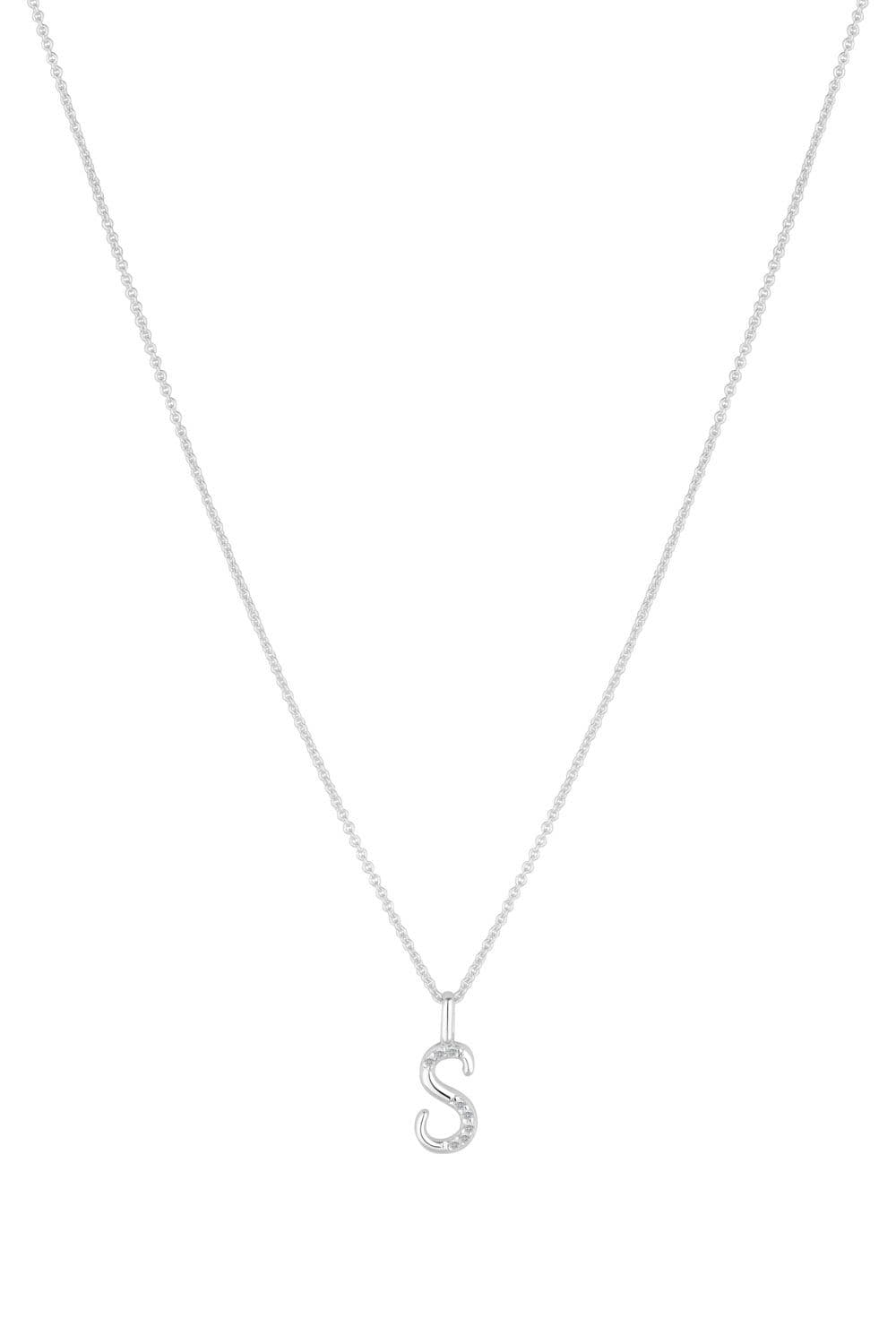Sterling 925 Polished Cubic Zirconia Initial Pendant S