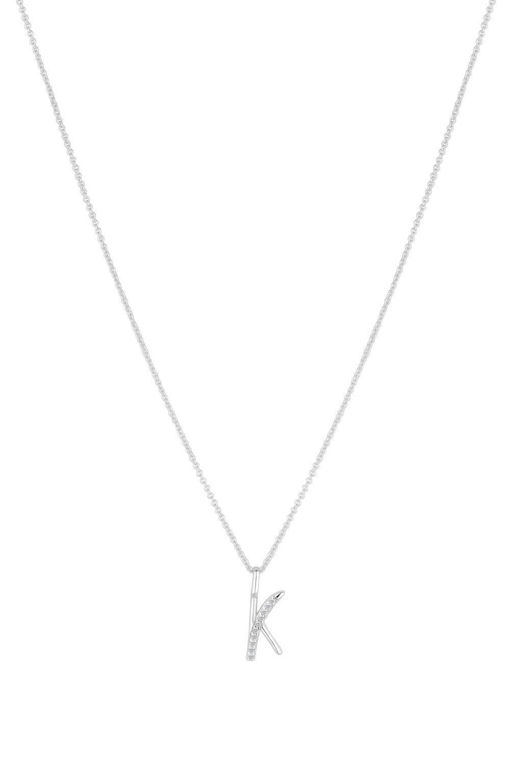 Sterling 925 Polished Cubic Zirconia Initial Pendant K