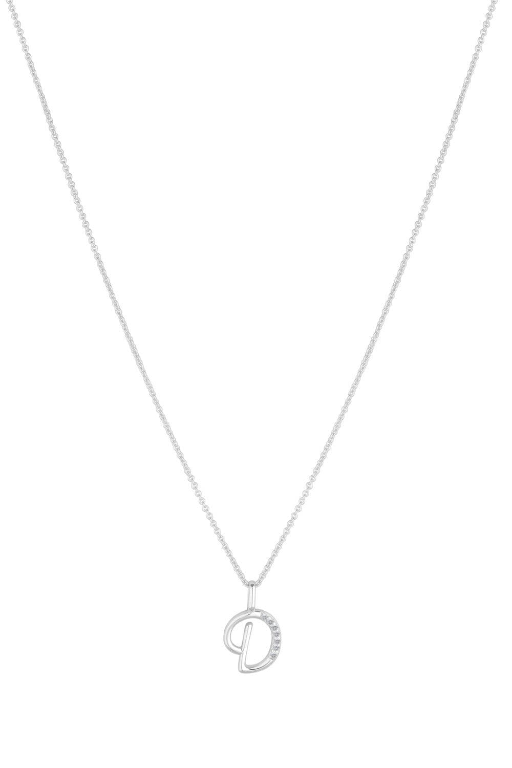 Sterling 925 Polished Cubic Zirconia Initial Pendant D