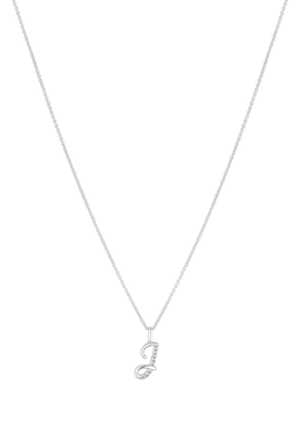 Sterling 925 Polished Cubic Zirconia Initial Pendant J