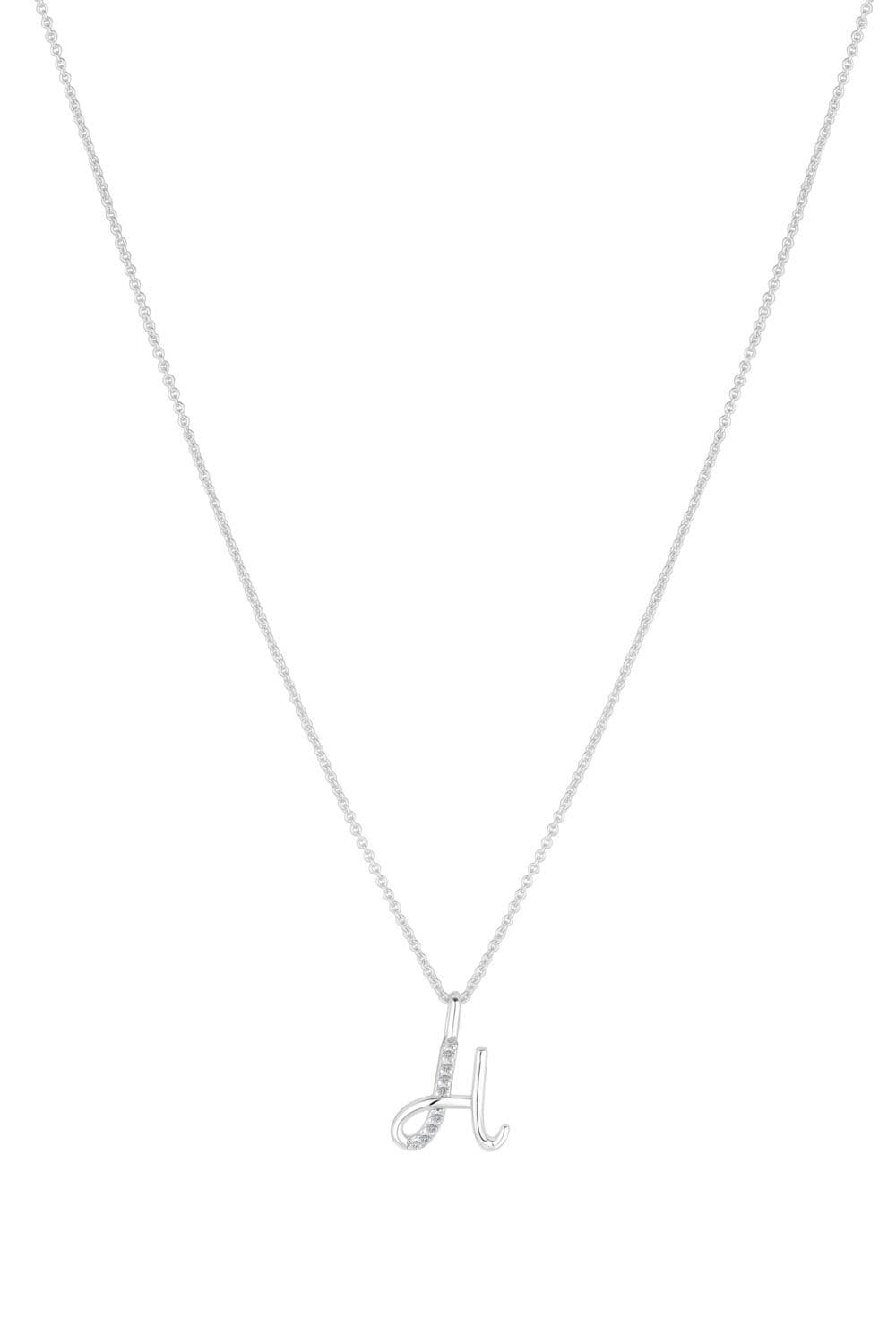 Sterling 925 Polished Cubic Zirconia Initial Pendant H