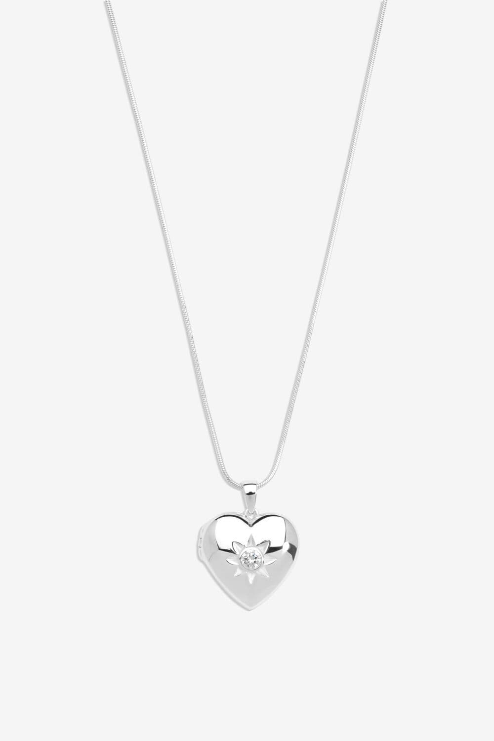Sterling 925 Cubic Zirconia Heart Locket Necklace