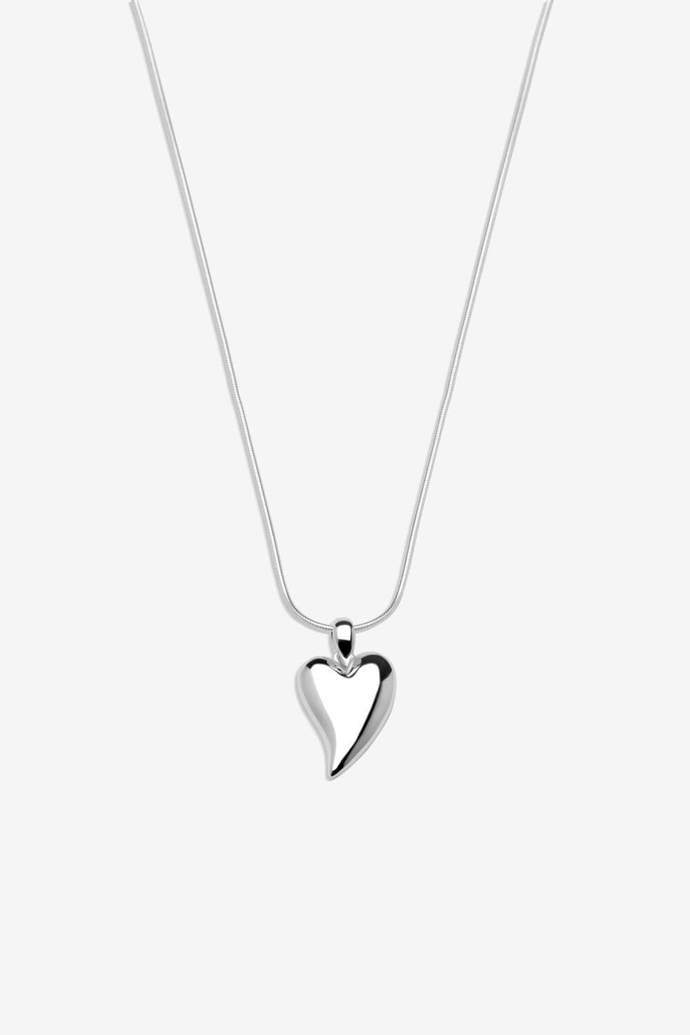 Sterling 925 Polished Tapered Heart Pendant Necklace