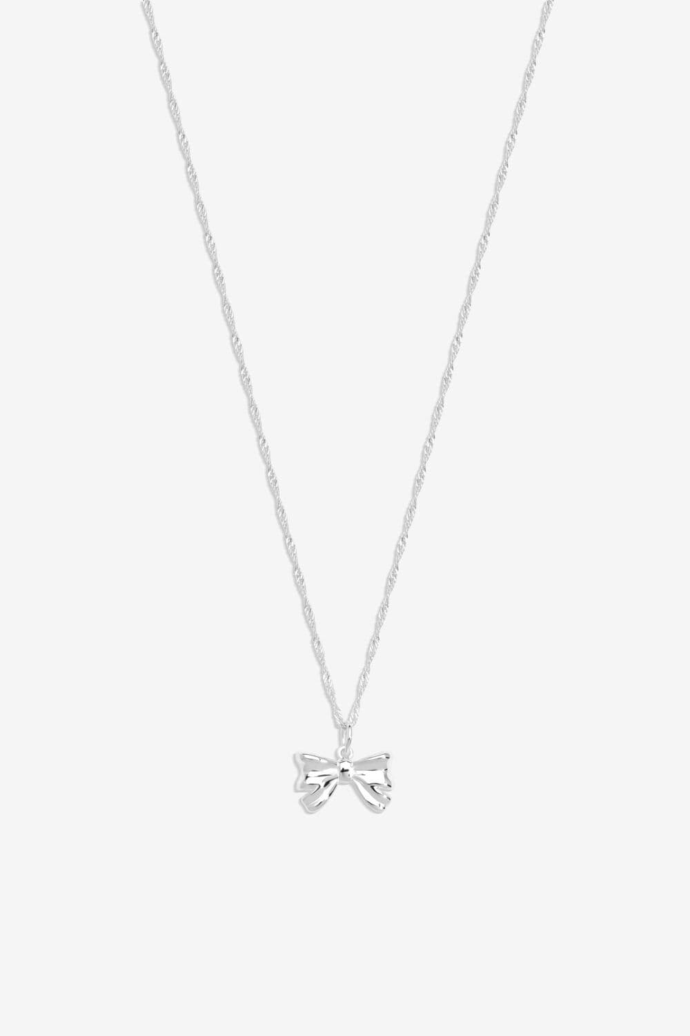 Sterling 925 Polished Bow Pendant Necklace