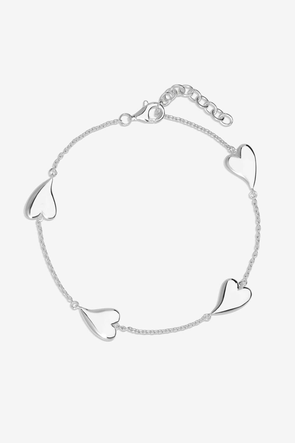 Sterling 925 Tapered Heart Station Bracelet