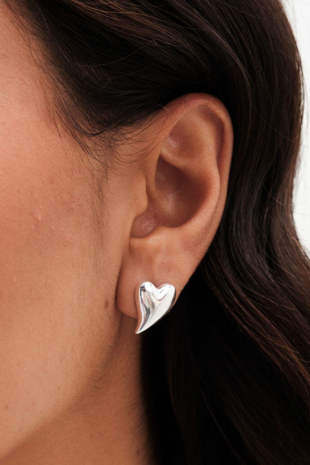 Sterling 925 Polished Tapered Heart Stud Earrings