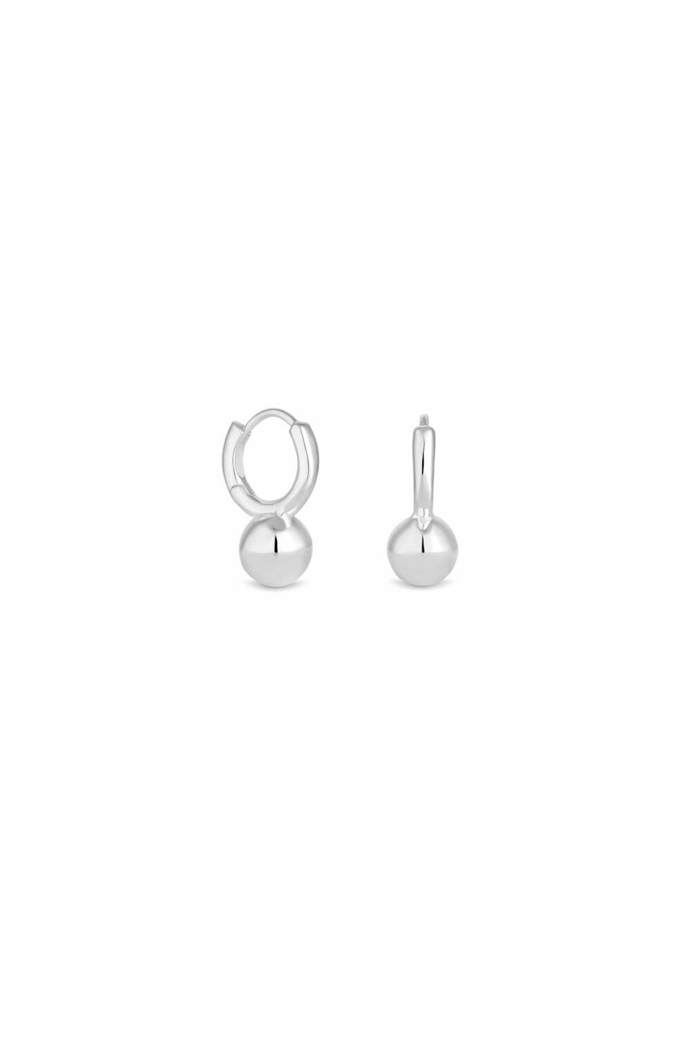 Sterling 925 Polished Orb Huggie Hoop Earrings