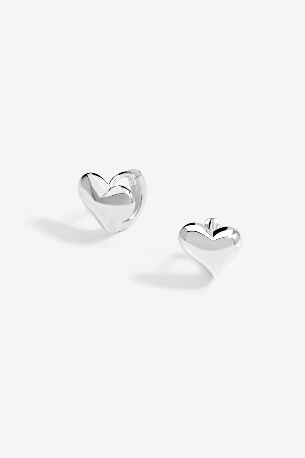 Sterling 925 Polished Heart Huggie Hoop Earrings